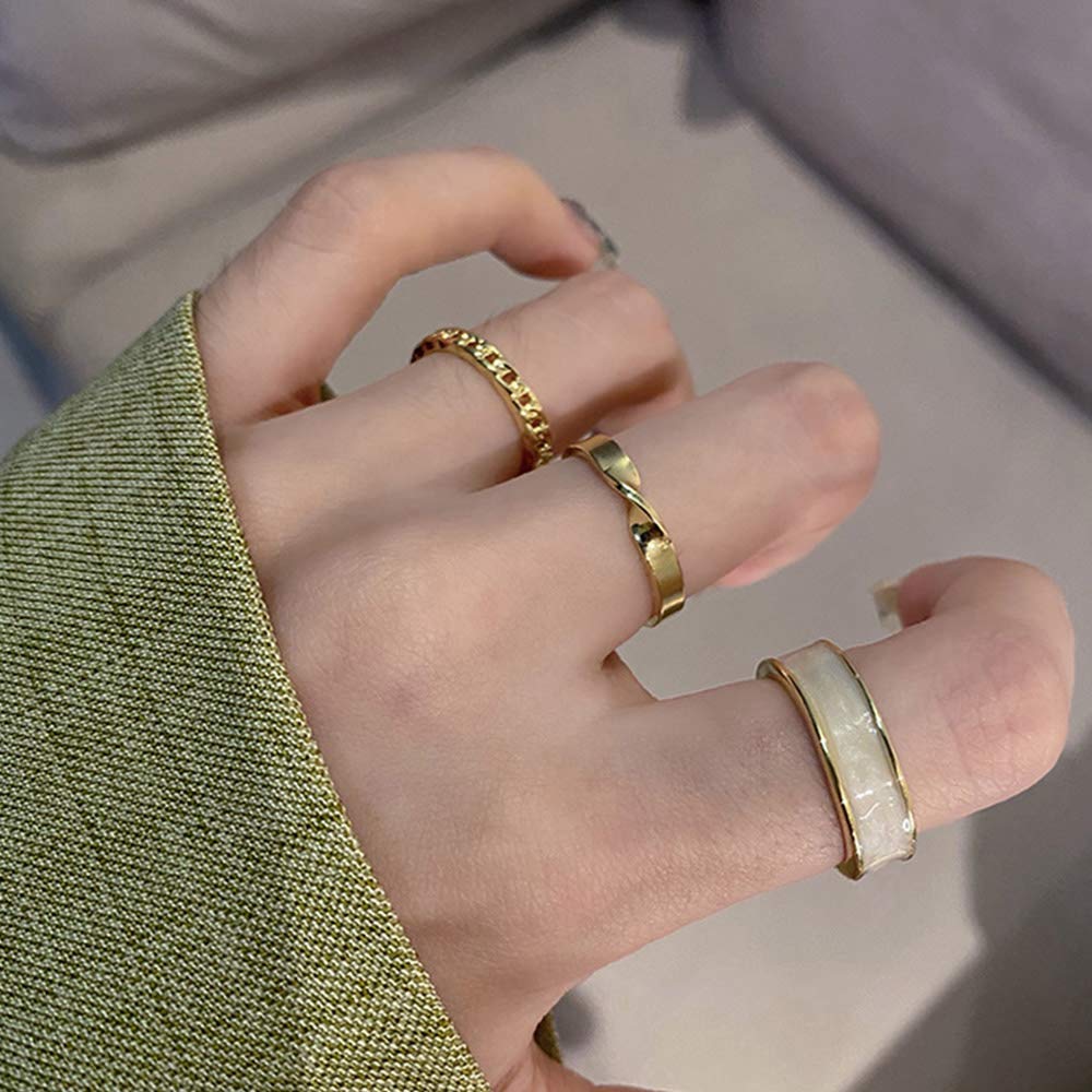 Aimimier Gothic Knuckle Ring Set 3 Pcs Half Open Finger Ring Minimalist Midi Ring Pack for Women and Girls