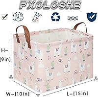 Vista 7 de FXOLCSHE - Canasta rectangular rosa de alpaca, canasta de lavandería impermeable plegable para guardería, canasta de juguetes para habitación