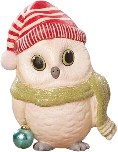 The Bridge Collection Figura de búho navideño invernal de 4.5 pulgadas, decoración navideña, hogar para las vacaciones, figura de búho de invierno,