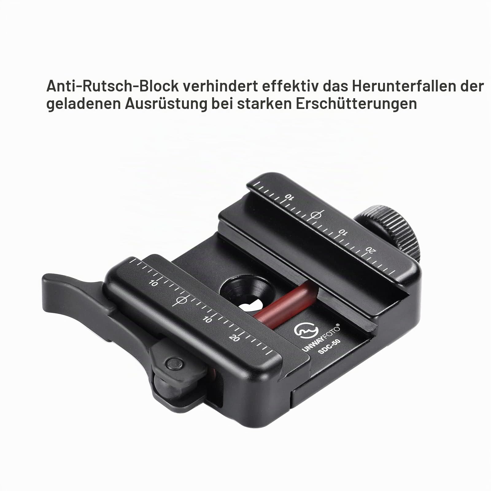 SUNWAYFOTO SDC-50 Arca Swiss Schnellspannklemme für Gewehr mit Picatinny-Adapter, 50 mm