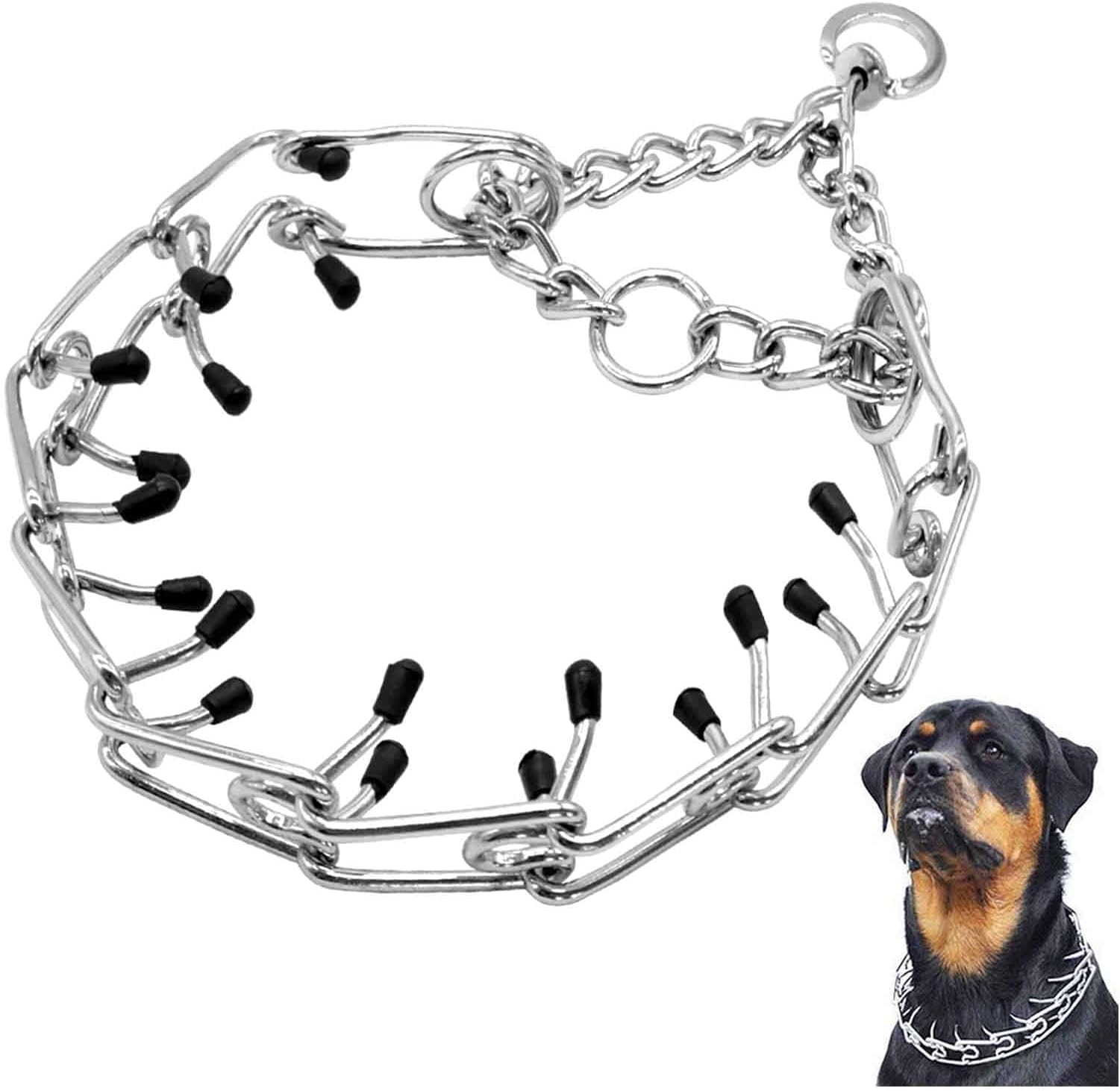Metal Choke Chain for Dog,GWAWG Durable Thick Prong Collars for Pet Outdoor Training,Anti Bark Collars for Dogs,Small Medium Large Puppy Adjustable Silver Necklace,Personalised Dogs Collars (S)