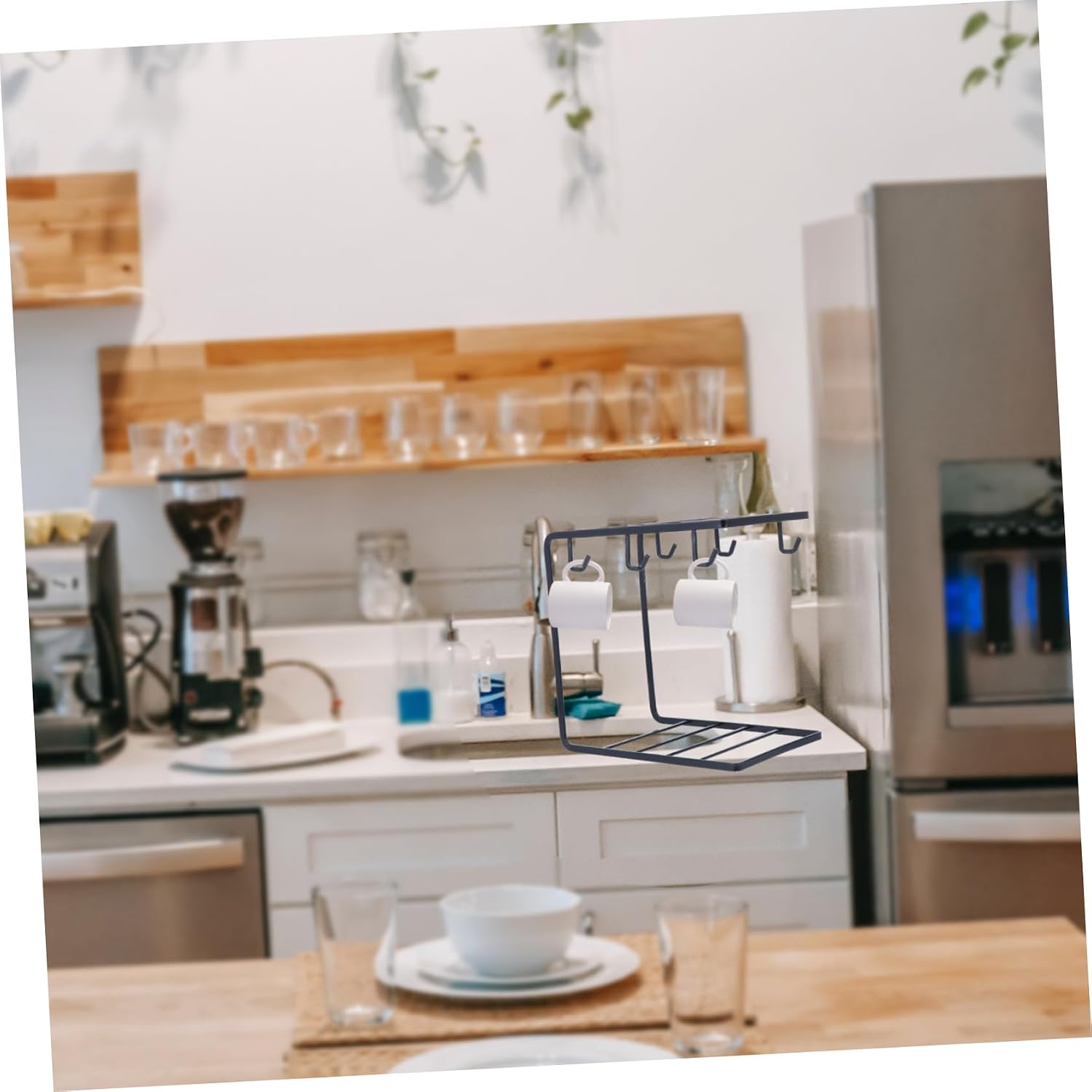 1pc Iron Art Cup Draining Rack for Kitchen Storage Hook Mug Holder Stylish Display Shelf for Home and Restaurant Practical and Decorative