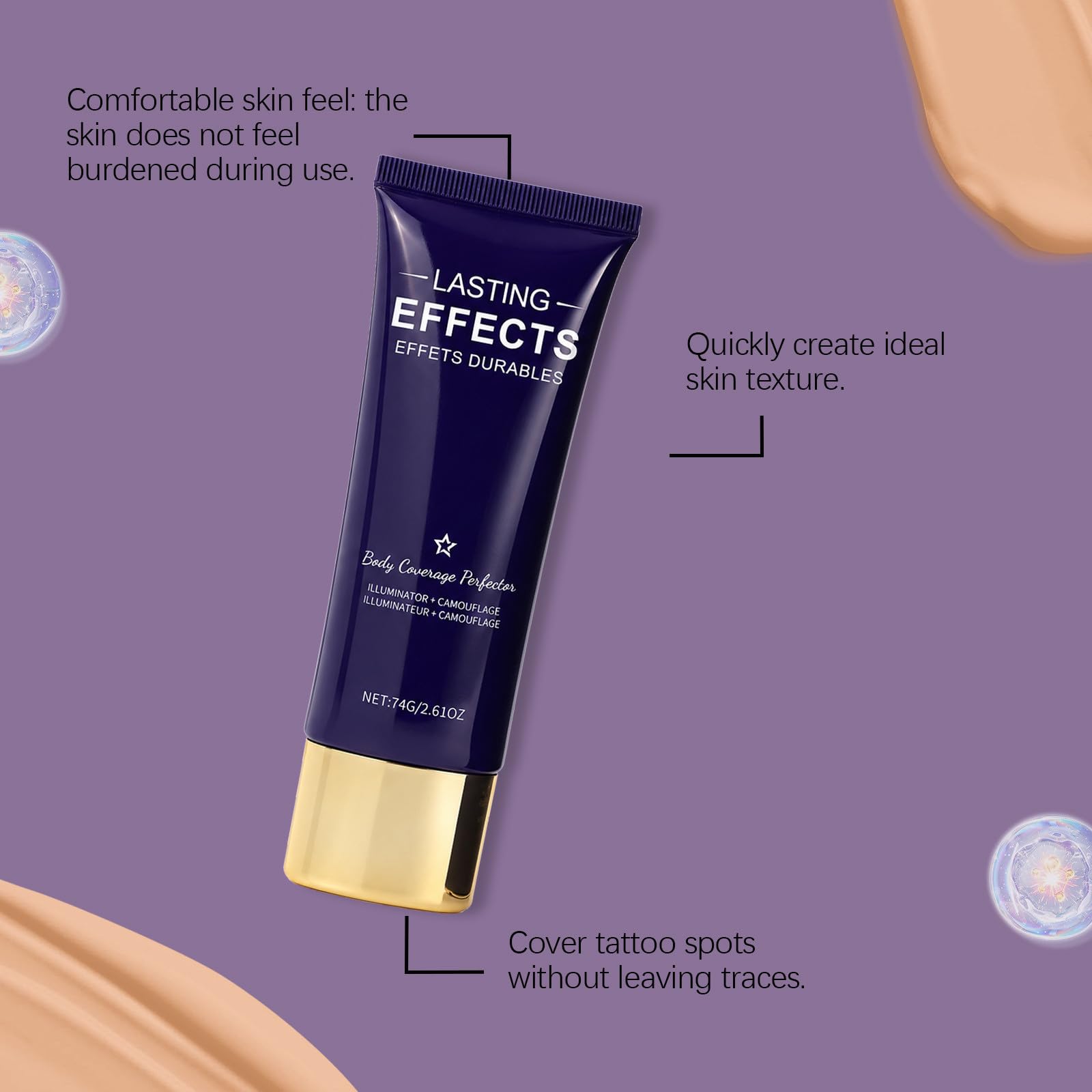 Fond de Teint Jambes Waterproof Leg Makeup, Body Coverage Perfector Coverage Perfector Long-Lasting Sweat-Proof Coverage Concealer, Couverture De Tatouage Imperméable (Teint moyen)