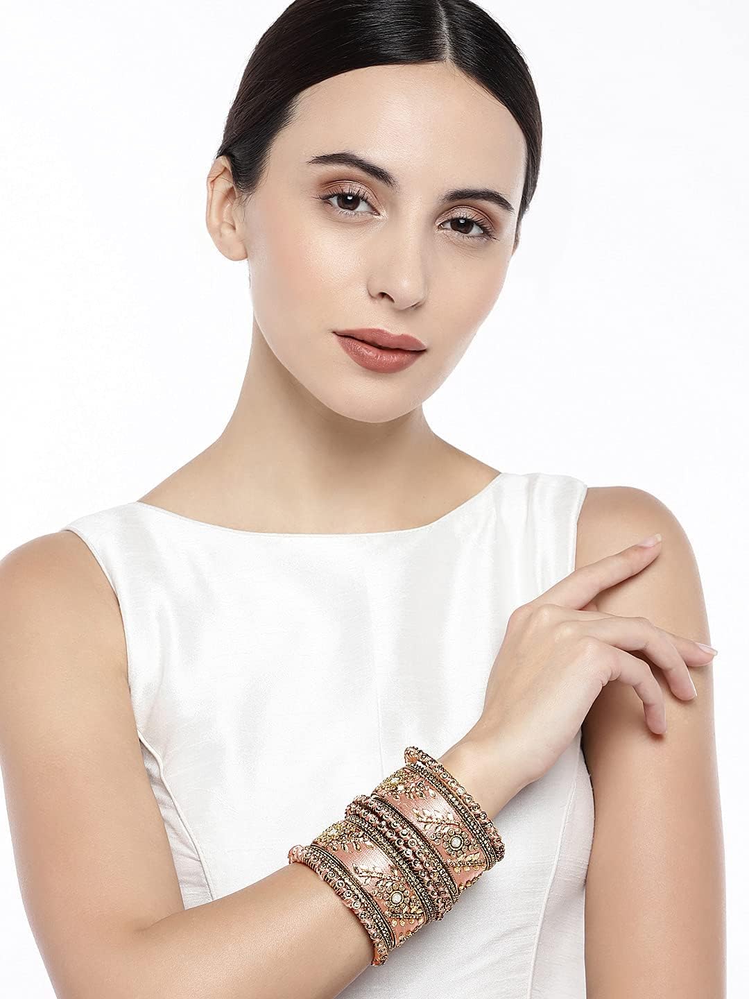 Aheli Traditional Wedding Designer Silk Thread Faux Stone Studded Bridal Bangle Set Chuda Indian Ethnic Bollywood Fashion Jewelry Gift for Women Blue - Image 5