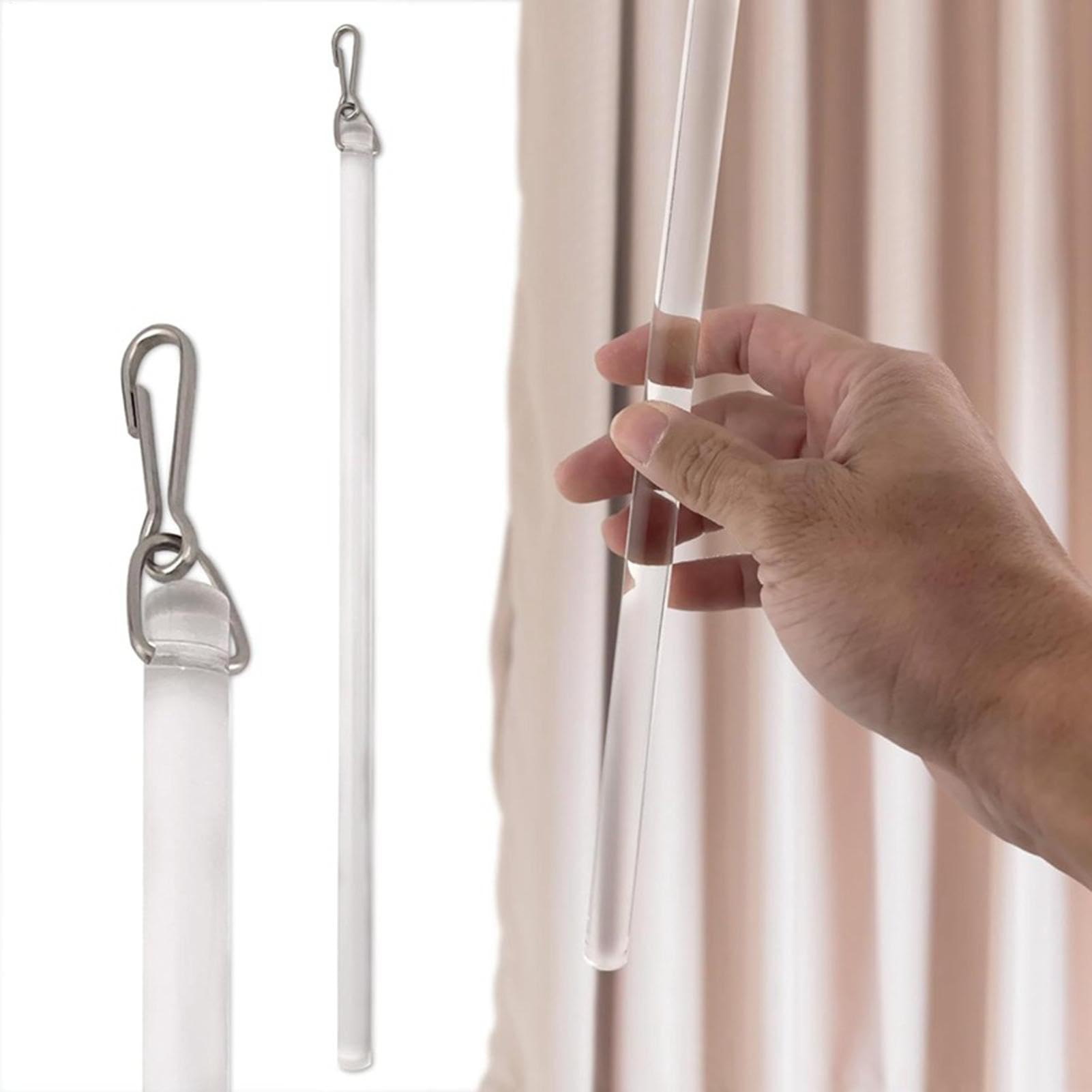 Confezione da 2 bacchette verticali di ricambio per tende con gancio e impugnatura, bacchetta per tende da finestra, lunghezza 30,5 cm, asta per tende per tende
