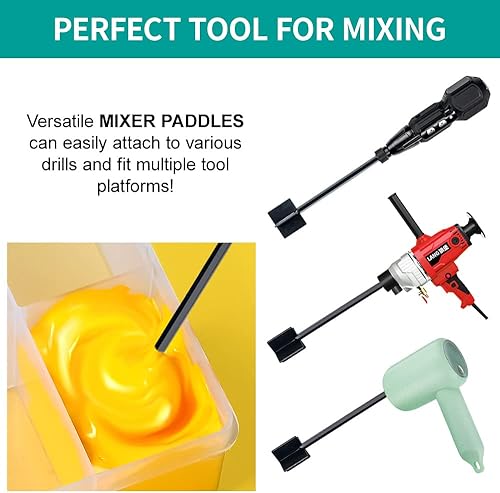 Miniatura 4 de 2 Pcs Epoxy Mixer Attachment for Drill, Reusable Paint and Resin Mixer Paddle to Mix Epoxy Resin, Paint, Ceramic Glaze and Reduce Bubbles