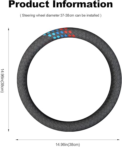 Miniatura 7 de Ergocar Funda trenzada para volante, de microfibra, de forma redonda, de gamuza, para invierno, cálido, protector para volante de automóvil,