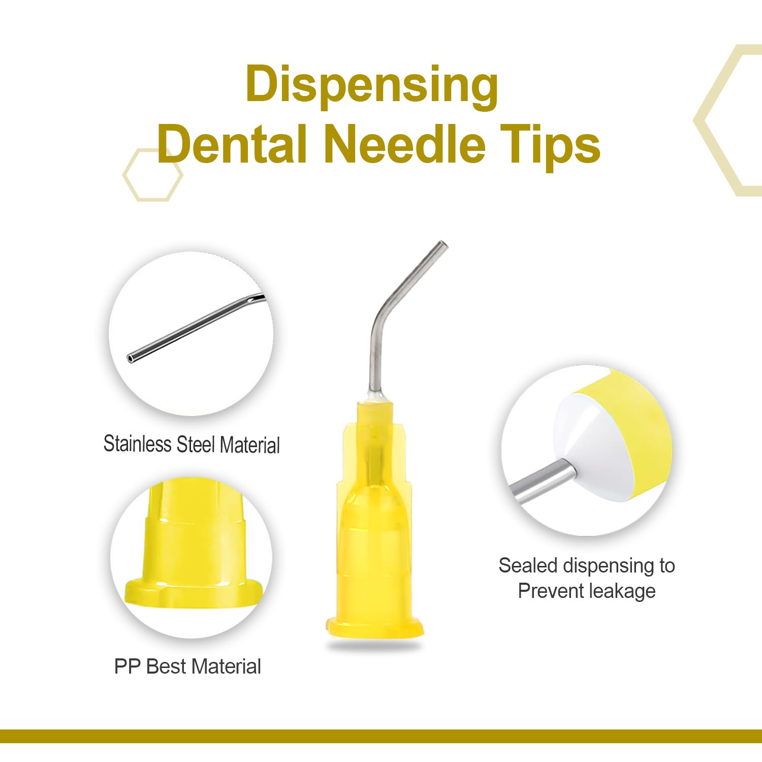 100 PCs Dental Grade 20G Pre Bent Flow Dispensing Etch Tips by VASTMED | Blunt Tip Dispensing Disposable Oral Irrigation Tips for Multi-Use