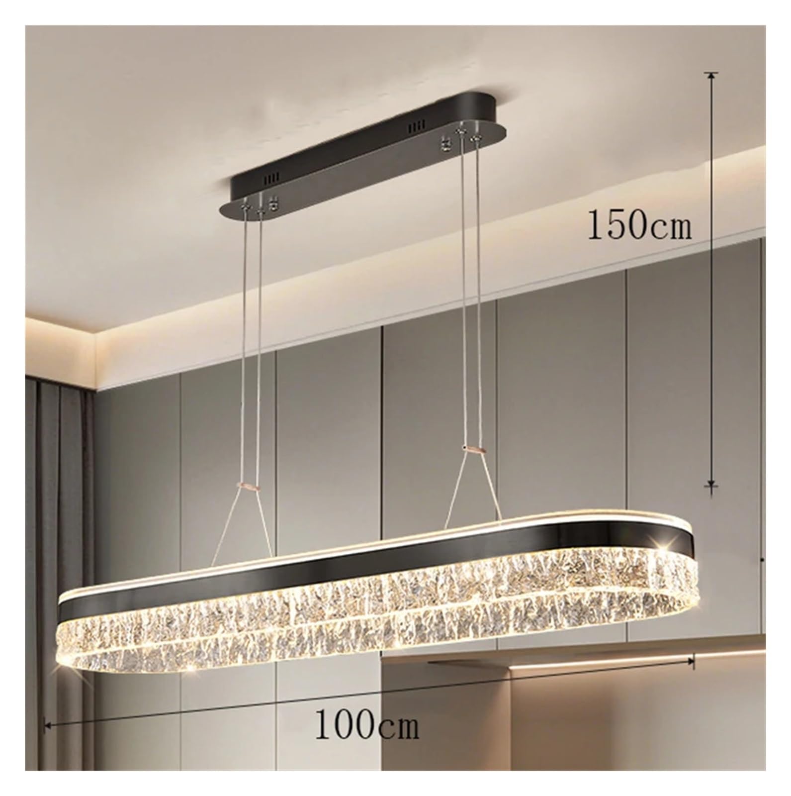 Generico Moderno ristorante lungo lampadario di cristallo decorazione della casa luci soggiorno tavolo da pranzo lampada a sospensione apparecchi illuminazione for interni,lampadario