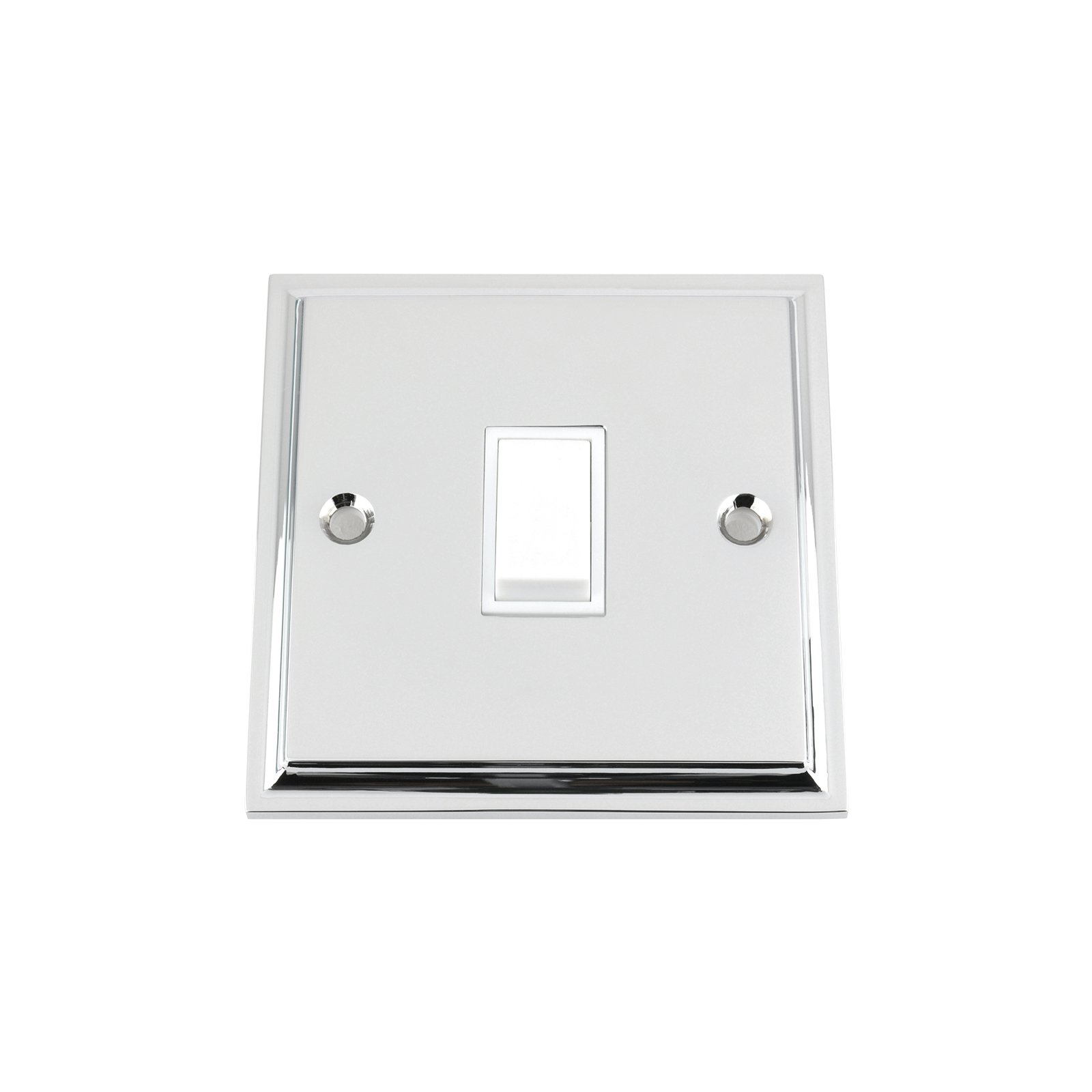 A5 Products White,Silver Intermediate Switch 1 Gang - Polished Chrome - Victorian - White Insert Plastic Switch - 10 Amp Single 1 Gang