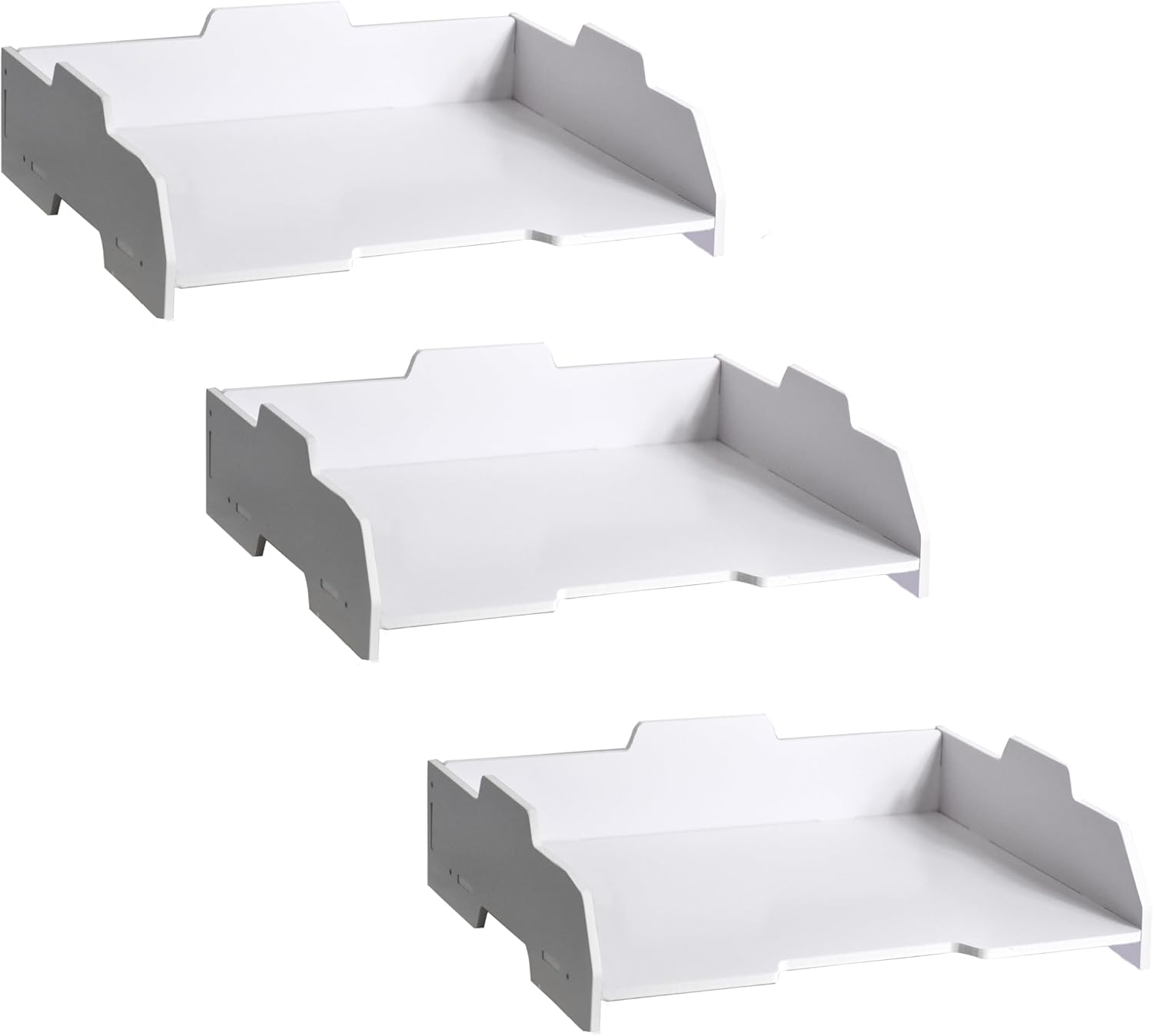 B4 Stackable Paper and Letter Tray, Desktop Organizer Storage, File Sorter with Adjustable Shelves for Home/Office/School (3, B4 Horizontal,White)