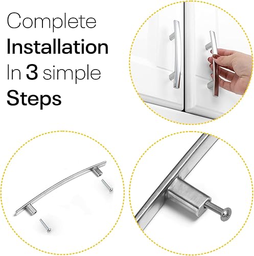 Miniatura 7 de Manijas de cocina para gabinetes, 3 pulgadas de agujero a agujero, 5 pulgadas de largo, 10 piezas de aleación de zinc, manijas curvadas para