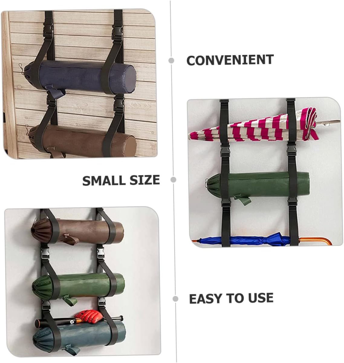 VICASKY Adjustable Wall Storage Strap for Hanging, Multi-use Wall-mounted Storage Belt for Garage and Camping, 2pcs Sturdy Wall Hanging Organizer