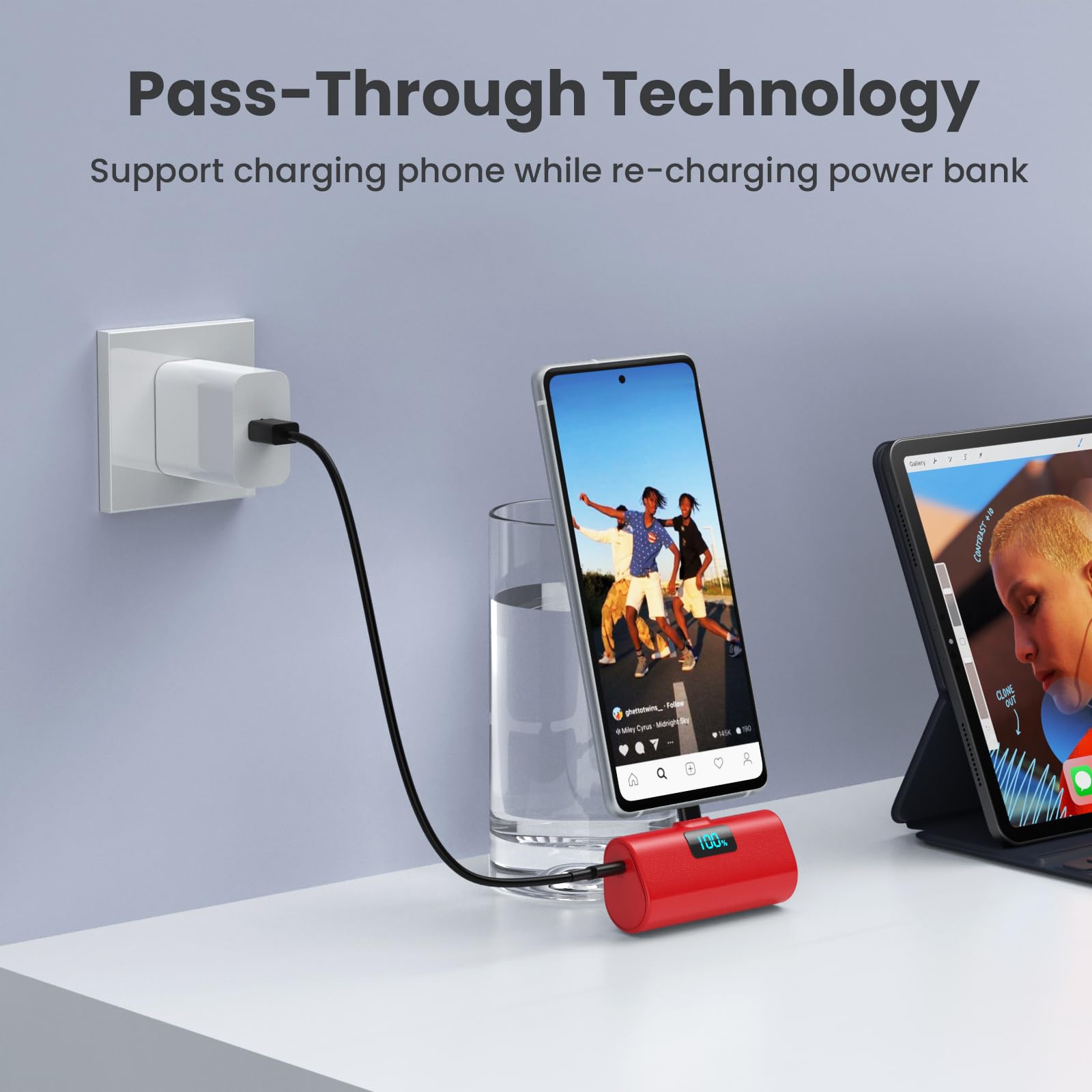 Power Bank 5200mAh, Ultra-piccolo&Ultra-compatto Caricatore Portatile USB C PD Ingressi&Uscite Mini Powrbank Batteria Esterna per iPhone 15 Android Samsung Galaxy Note Huawei iPad Pro/Air-Arancio