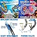Reef Tourer RC0203 Youth Single-Window Mask & Snorkel Combo Set, Semi-Dry Top, Purge Valve, Wide View Tempered Glass Lens, Snorkeling Gear for Kids Age 4-9 with Reusable Mesh Bag, Black/Metallic Blue