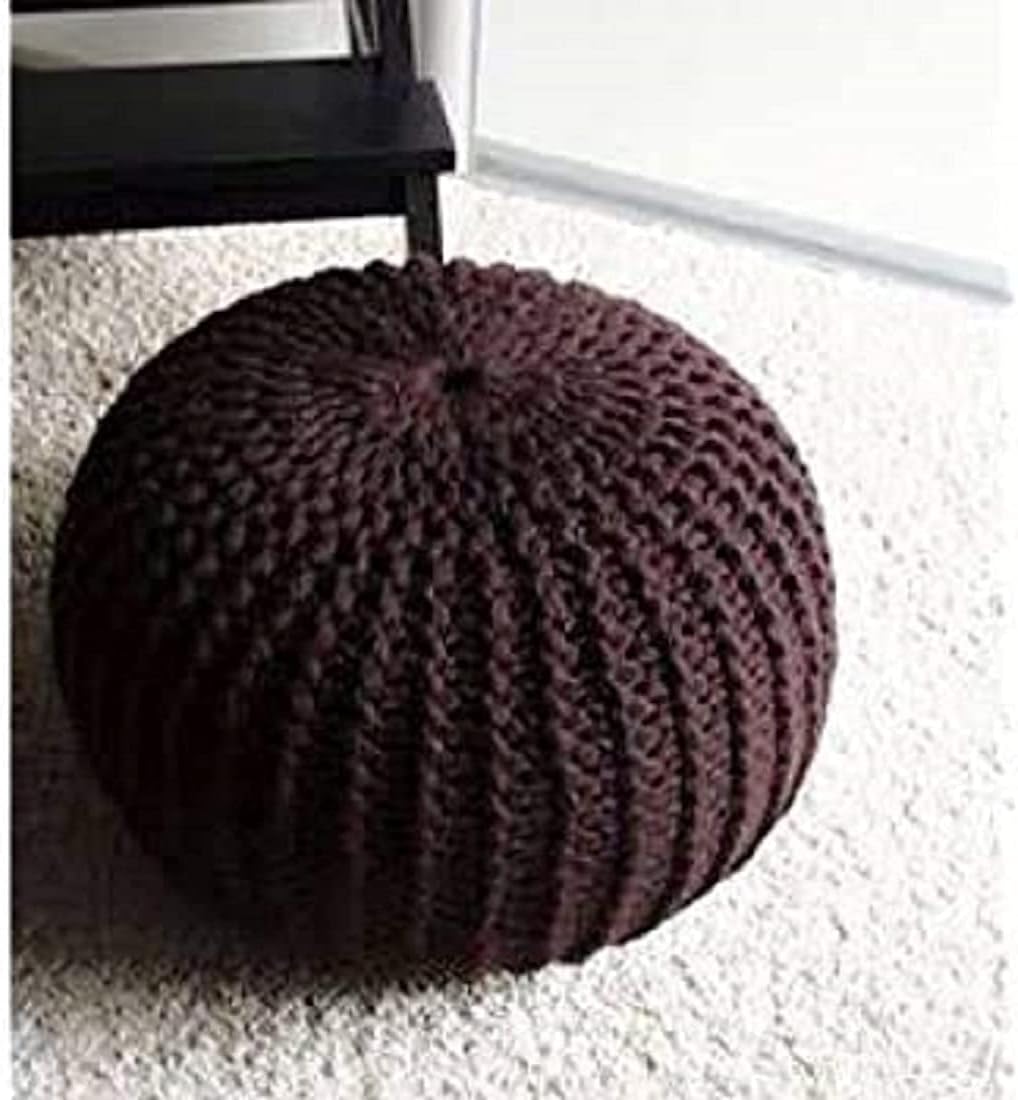 Home Streak Pouf Puffy for Living Room Sitting Round Ottoman Bean Filled Stool for Foot Rest (Size : 12 X 16) (Coffee Brown)