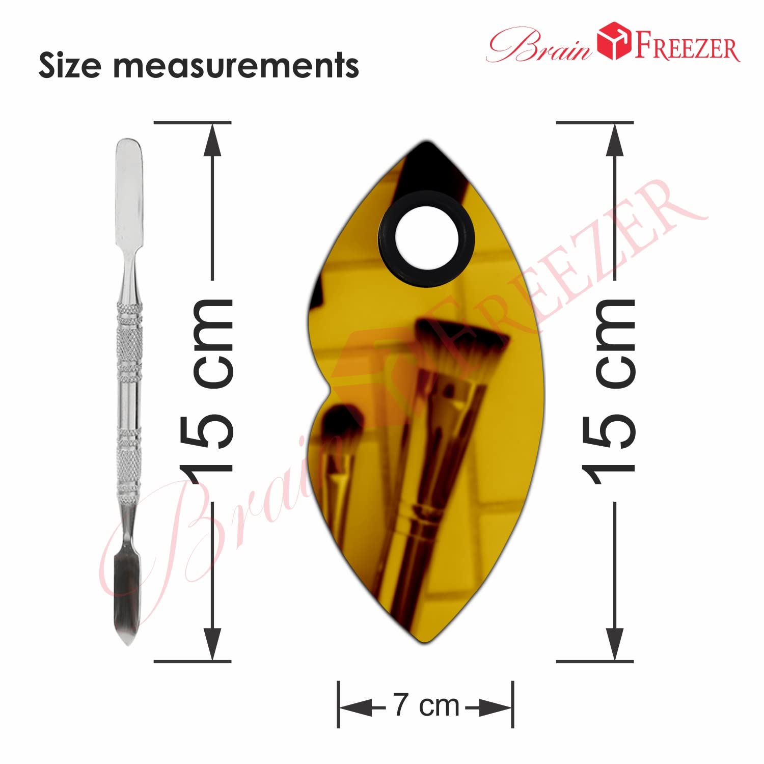 Brain Freezer Shiny Makeup Palette With Stainless Steel Lip Shape Spatula, Golden 100 g - Image 2 thumbnail