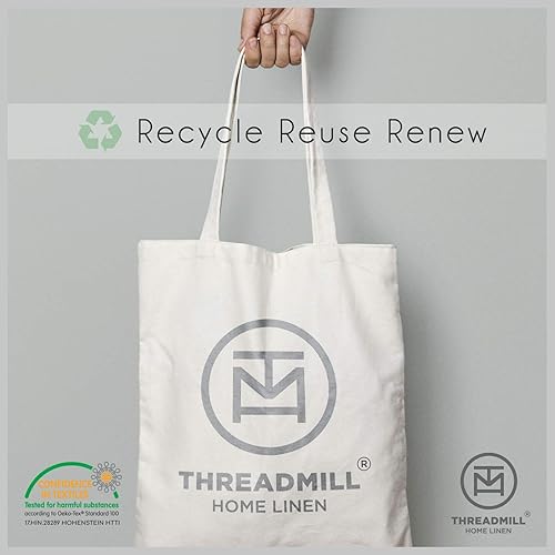 Miniatura 7 de Threadmill Home Linen Bedding - Juego de sábanas de 300 hilos, 100 % algodón, juego de cama de lujo, 4 piezas, tejido de satén suave, color blanco,