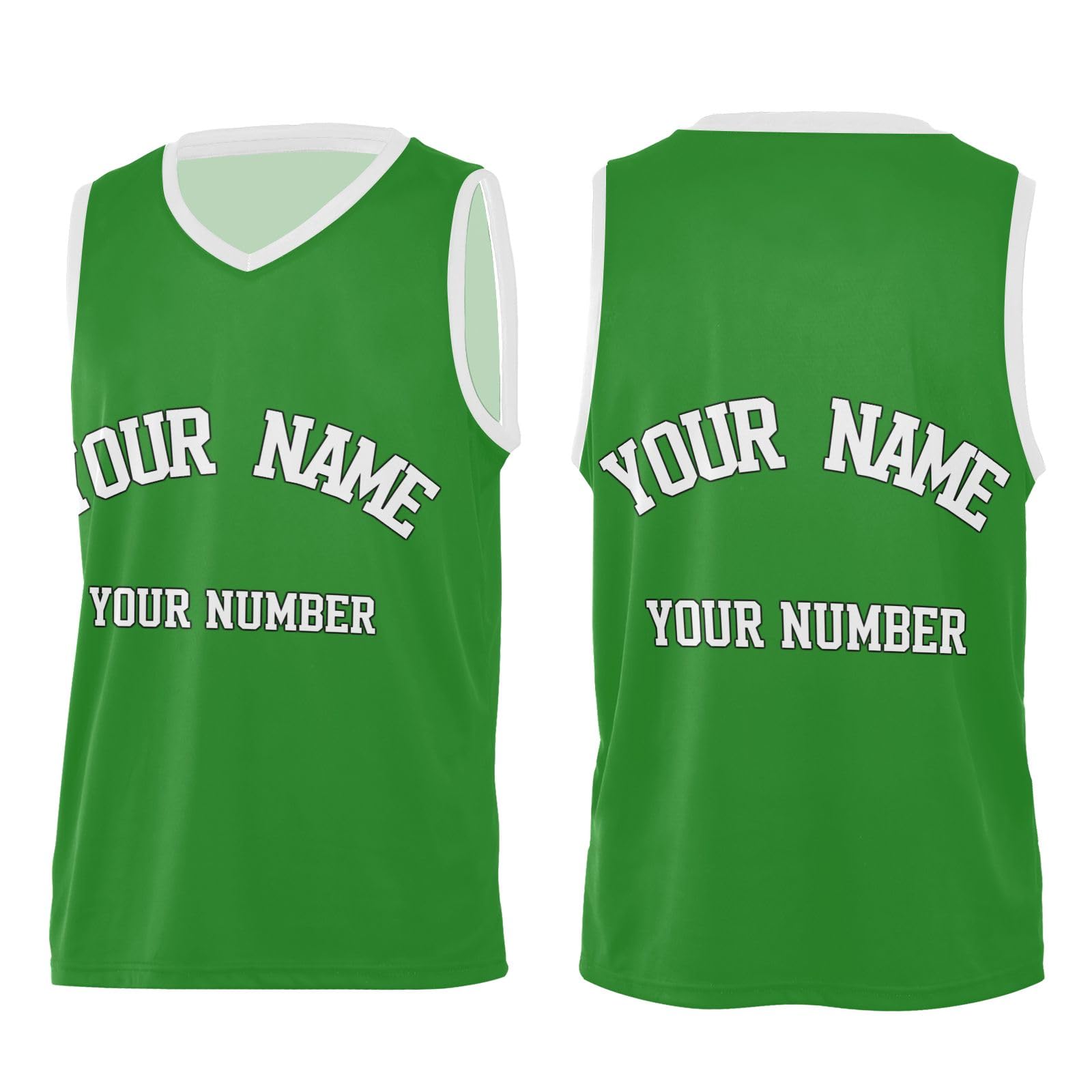 Personalized Your Basketball Jersey Sports Shirt Forest Green V-Neck Jersey Shirts Name Printed Custom Team Name Number for Men Women