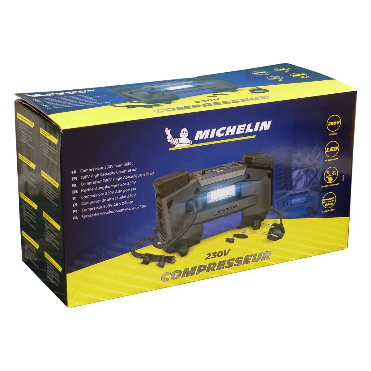 Michelin 009538 Kompresor samochodowy z LED z adapterem Uchwyt w obudowie