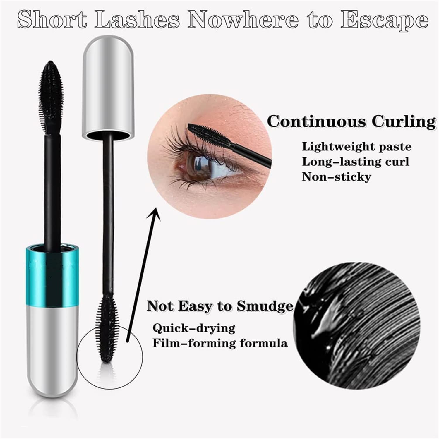 Lovelycat Lash Cosmetics Mascara 2 in 1 Vigorous Mascara 4D Silk Fiber Lash Mascara for Natural Lengthening and Thickening Effect All Day Exquisitely Full Long Thick Smudge-Proof Eyelashes (Blue)