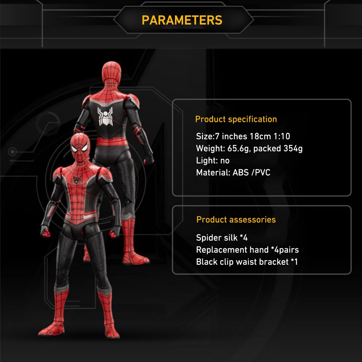 Amazon.com: ZD Toys 1/10 Scale 7 inch No Way Home Spider-man Red