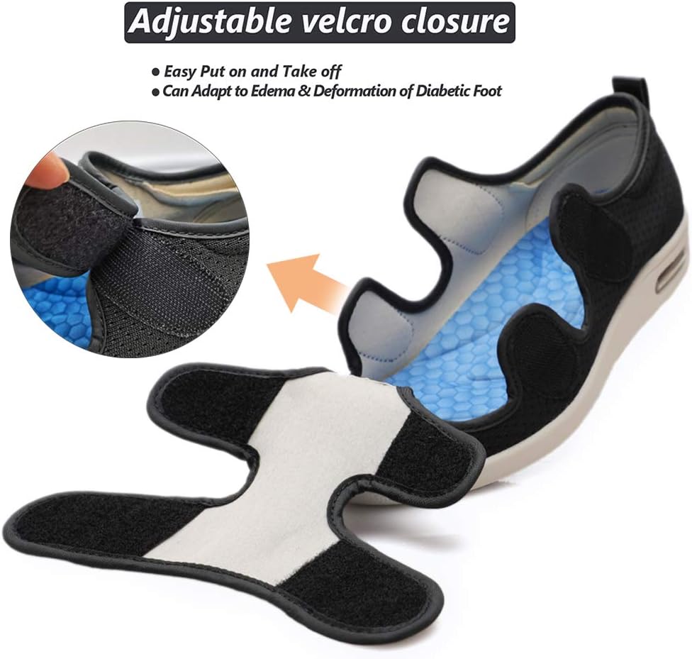 W&LESVAGO Diabetic Shoes for Women, Air Cushion Lightweight Comfy Sandals Walking Shoes for Elderly Swollen Feet Indoor/Outdoor