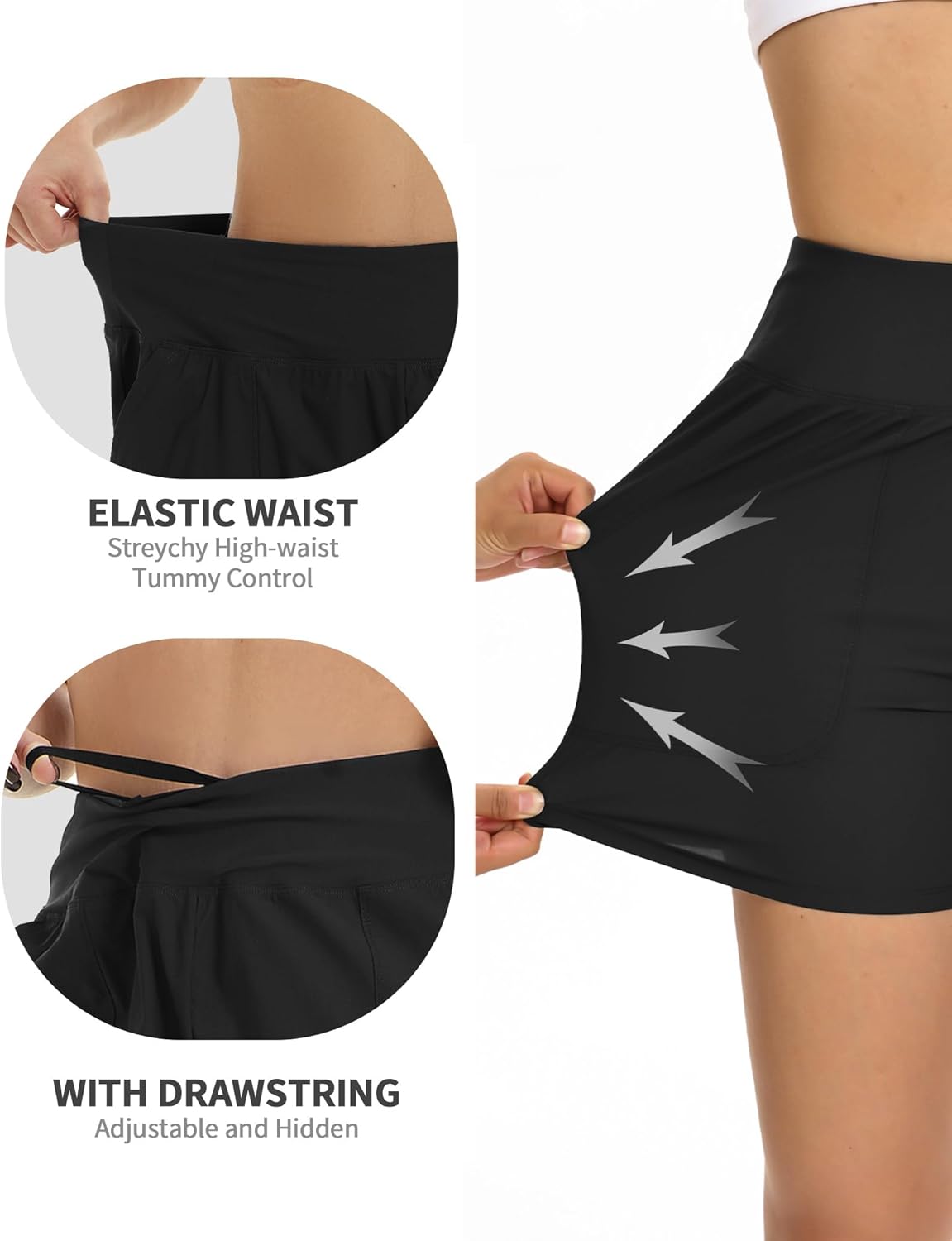 Womens Board Shorts for Swimming Drawstring High Waisted Tummy Control Quick Dry Swim Bottoms with Pockets Liners