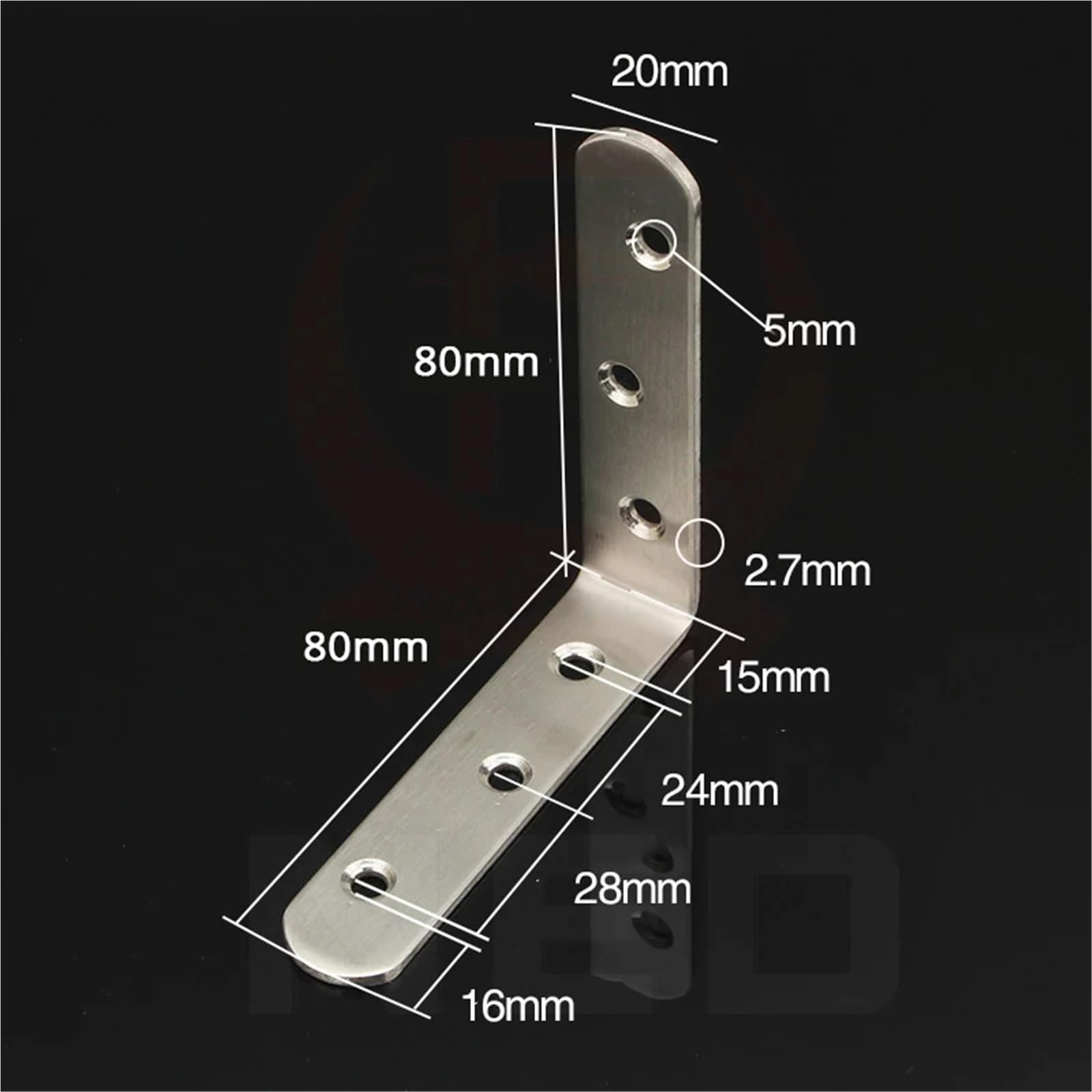 Staffe Angolari 10 pezzi di elementi fissaggio in acciaio inossidabile, supporto angolare protezione for mobili(80x80x20mm)