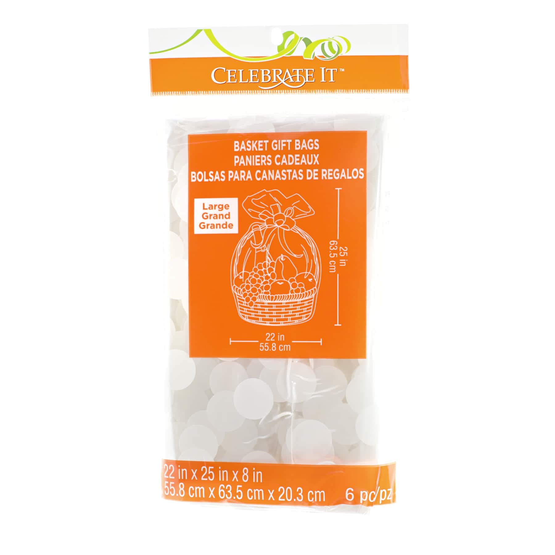 Amazon.com: Michaels Bulk 12 Packs: 6 Ct. (72 Total) 25”; White Polka Dot  Basket Gift Bags By Celebrate It™ : 健康與家庭