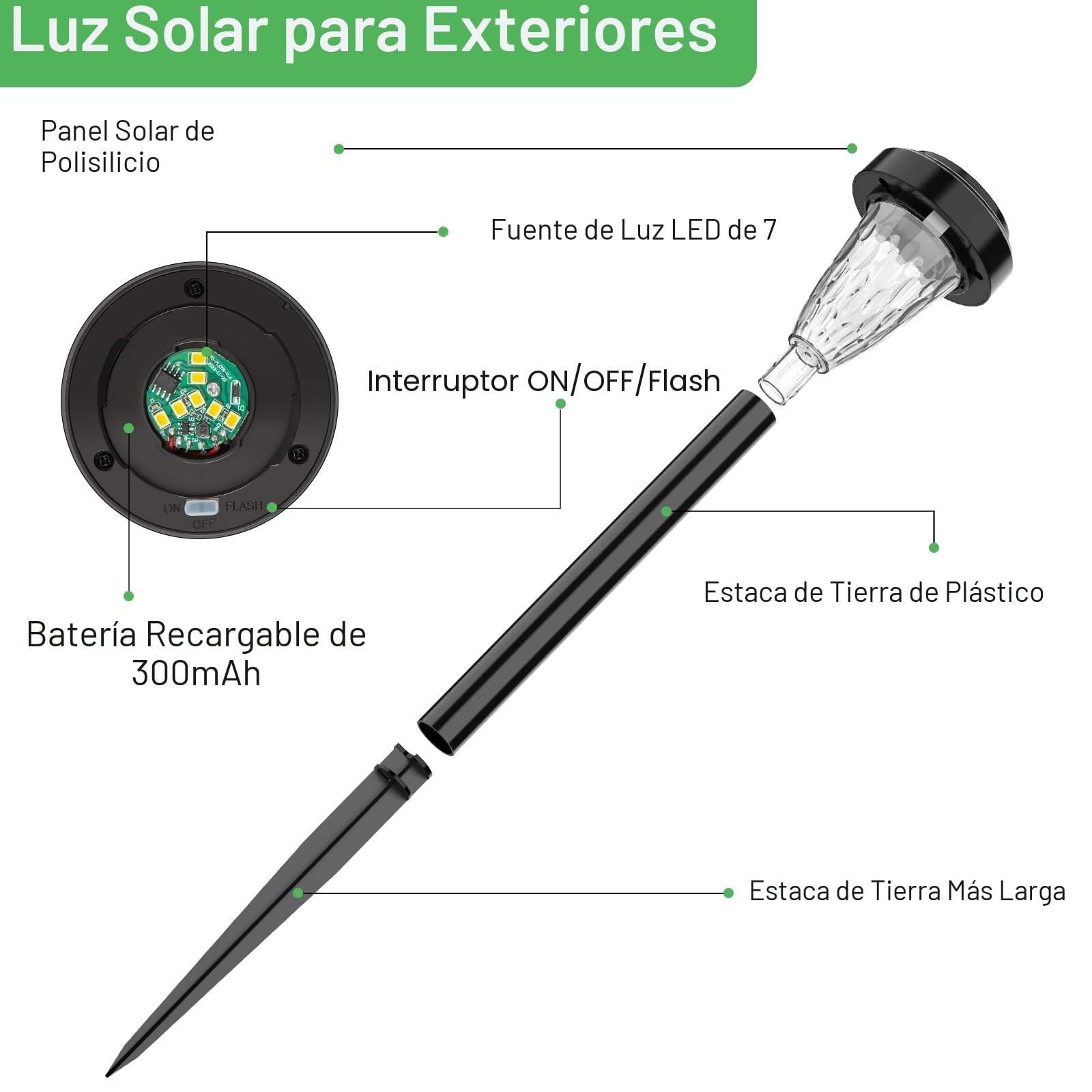 FIFlying Lámpara Solar Exterior para Jardín 8 Piezas, 2 Modos Blanco Cálido Luces Solares Exterior Jardín, IP65 Impermeable Luces Solares LED Exterior para Jardín, Patio, Césped, Entrada, Pasarela