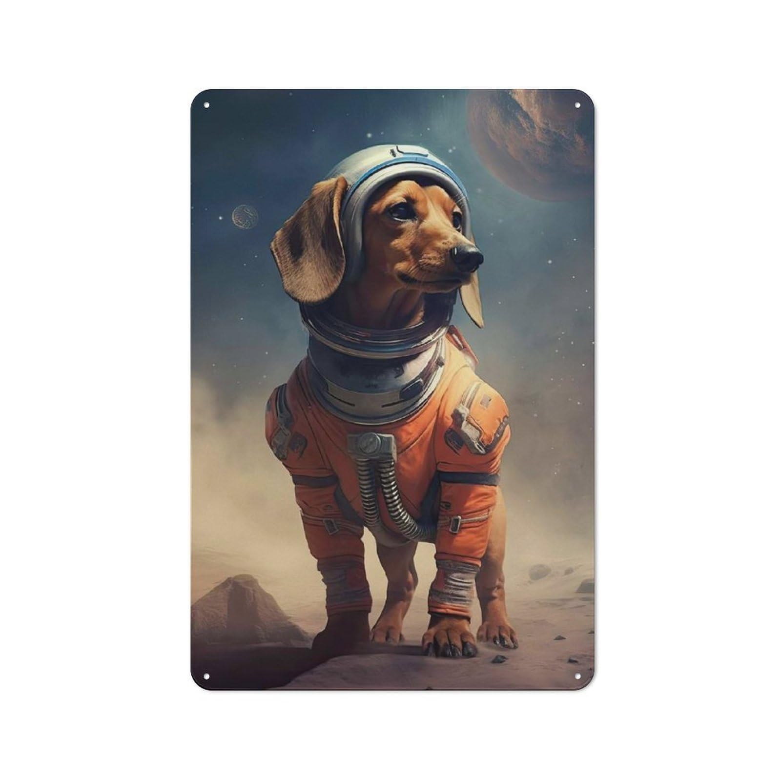 Junmoney Style-10 Metal Wall Sign 30X20cm Featuring Dachshund Mars For Café Or Restaurant, A Decorative Metal Sign For Cafés And Restaurants