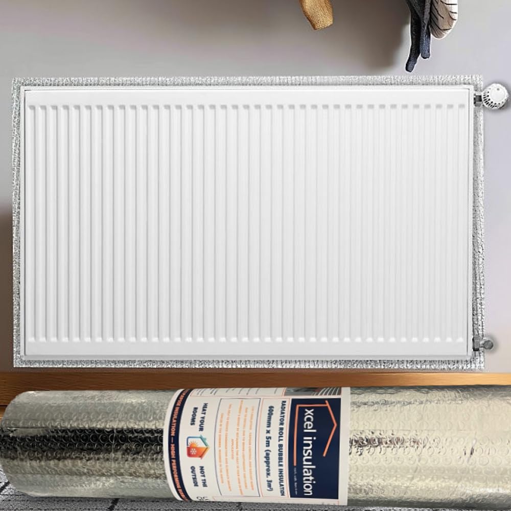 600mm x 5m – Reflective Foil Insulation - Multiple Applications - Radiator Insulation Roll - Use Behind Radiators - Heat the Room, not the Outside.