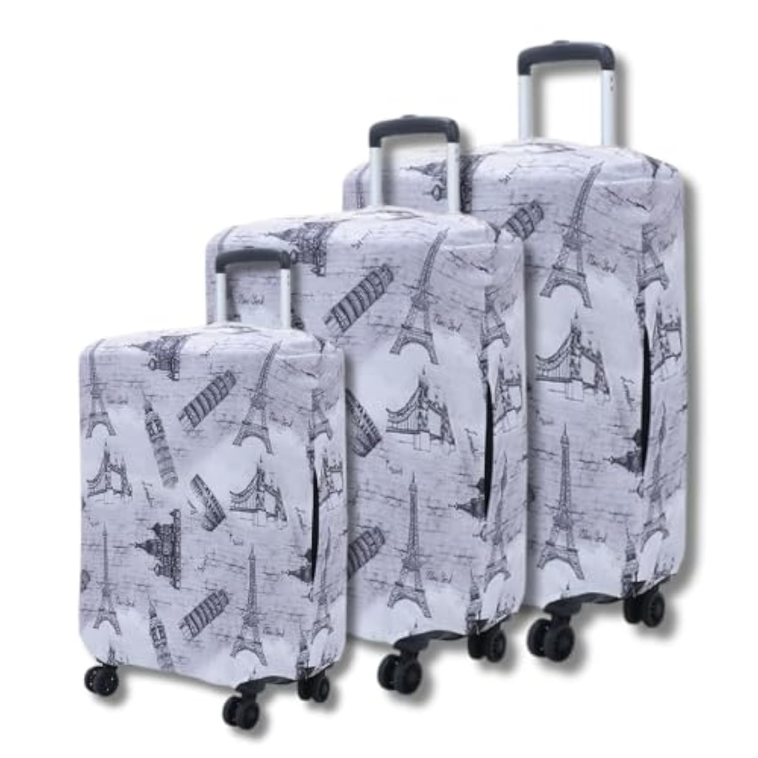 Elastic Polyester Dust Protector Luggage Covers Set of 3 (Small, Medium, Large, Multisize) (Travel Accessories, Wonder of World)-image-20