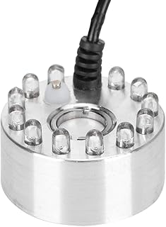 Fdit Mini Mist Maker, 12 LED Water Fountain Ornament Mist Fog Maker Atomizer Air Humidifier Indoor Landscape Decoration (US Plug)