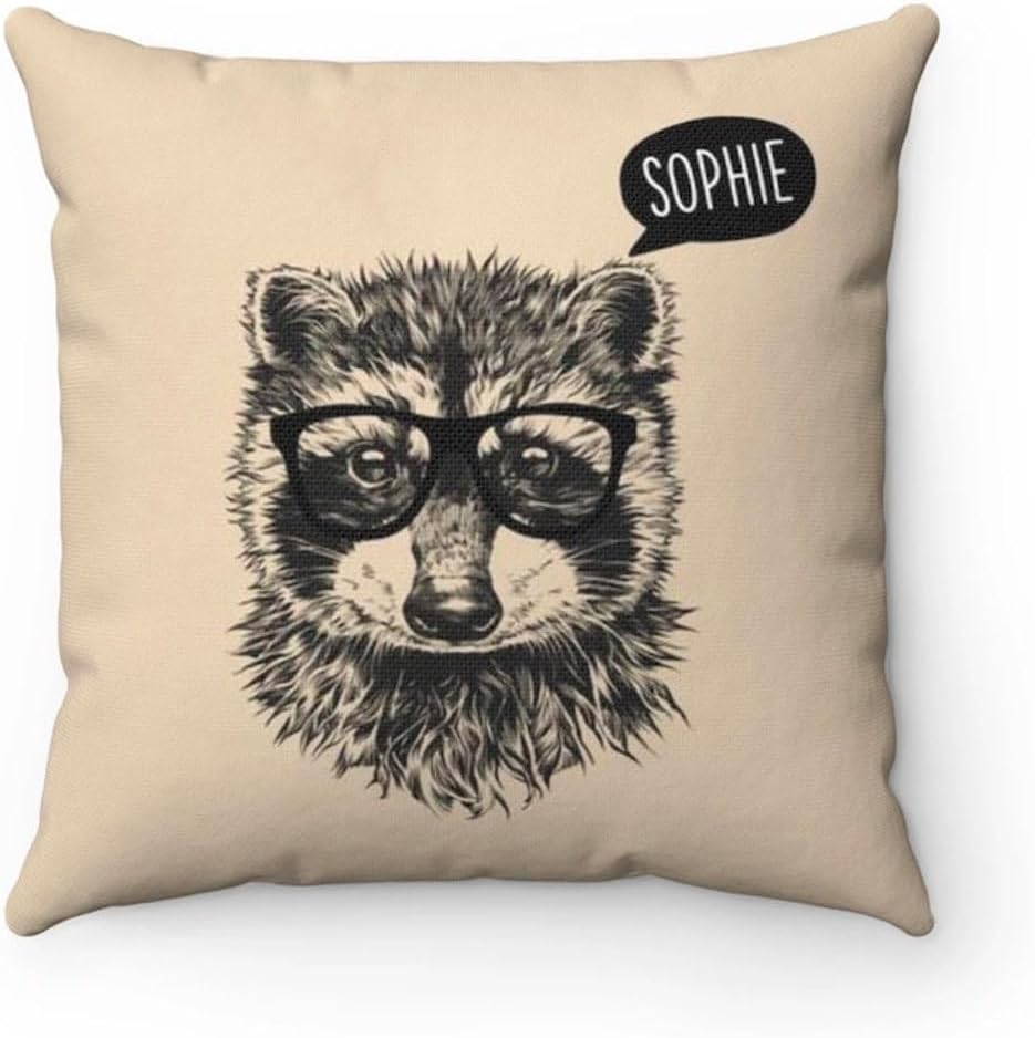 Customize Raccoon Pet Portrait Pillow, Animal Pillow Cover, Sympathy Gifts for The Loss of Pets, Dog Lovers, Custom Housewarming Gifts Pet Cushion Cover, Pet Loss Gift, Pet Owner 16"x16" Pet Memorial