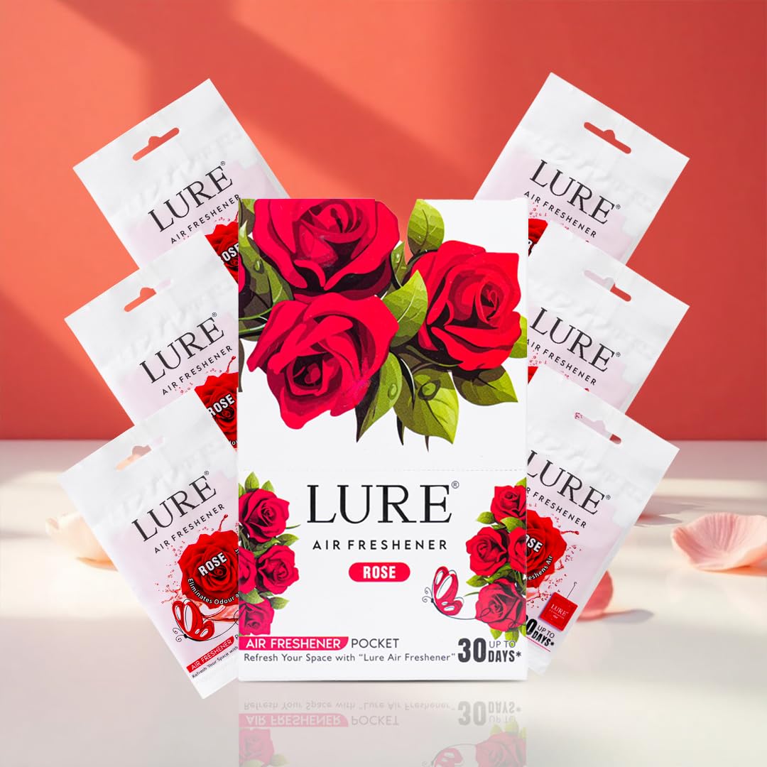 LURE Gel Pocket Air Freshener For Bathroom, Toilet, Home | Germ Protection | Last Upto 30 Days - Rose 10 Gm (Pack Of 6)