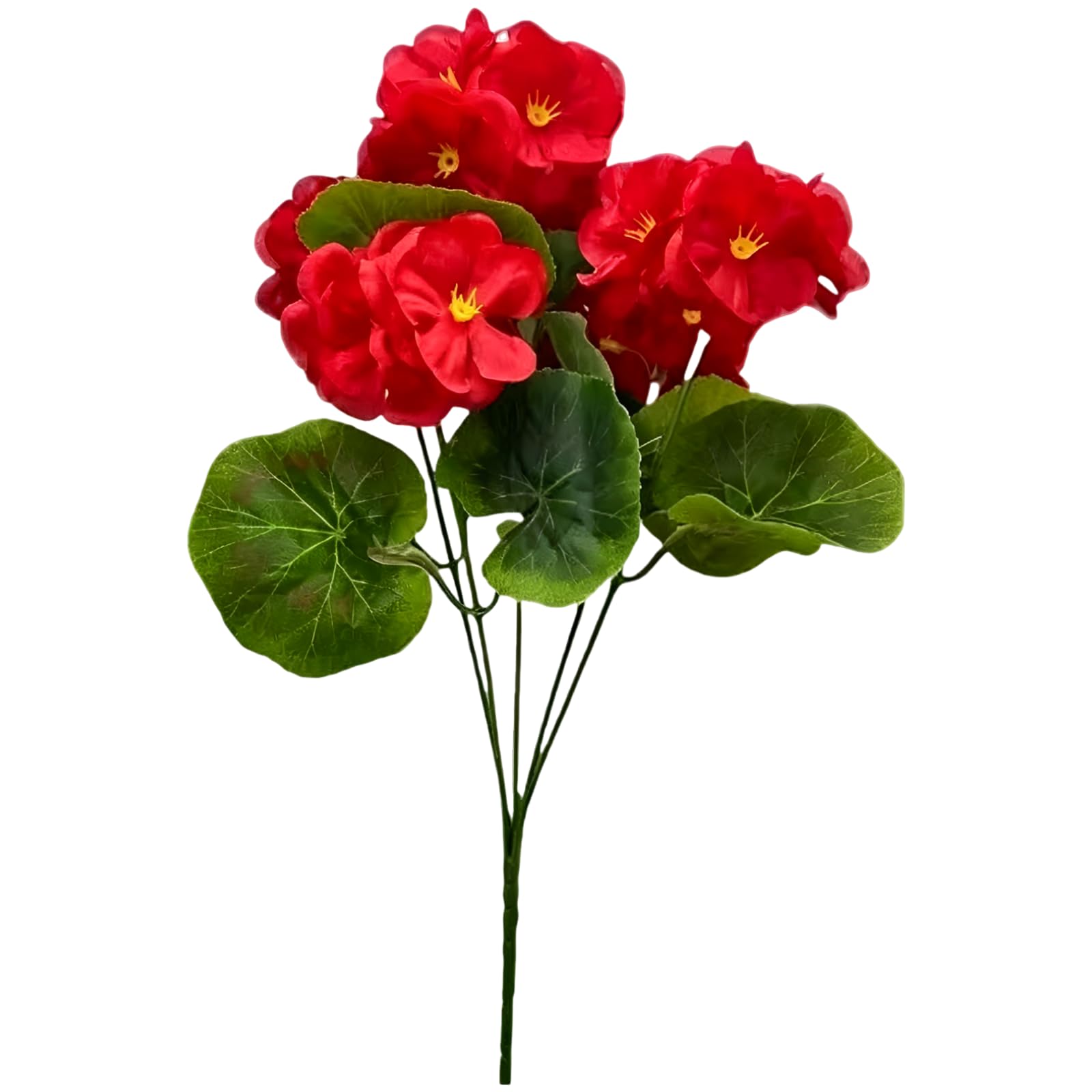 8 STK. Künstliche Apfelblütenpflanze, rote Blüten, naturgetreuer Seidenbegonia-Busch, voll aufgeblühte Blumendeko mit üppigem Grün für Zuhause, Garten, Hochzeitstischdekoration