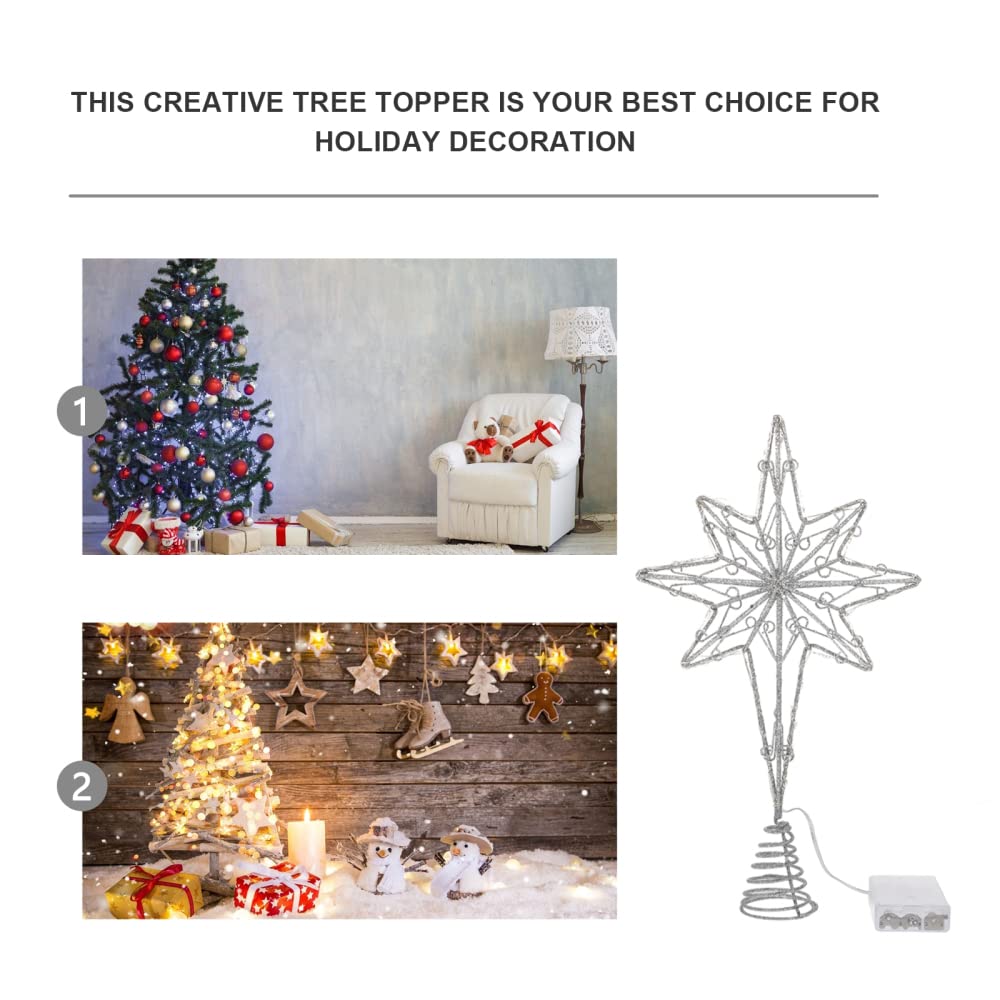 Christbaumschmuck Weihnachtsbaumspitze Sterndekorationen Licht Glitter Baumspitze Stern Eisenhandwerk Weihnachtsbaumspitze Lampe DIY Handwerk Hängen