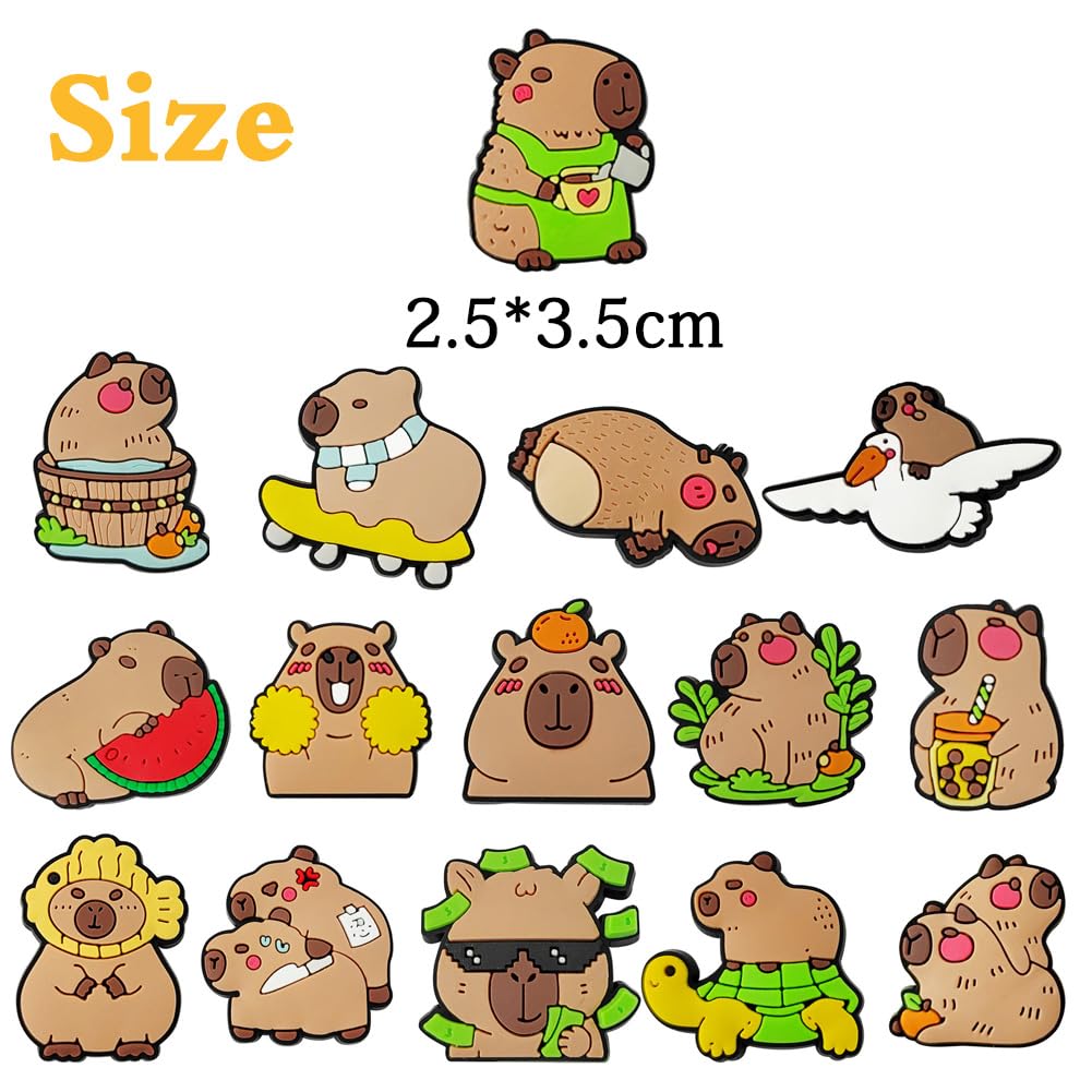 Capybara Charms do butów Capybara buty dekoracja Capybara przypinka do butów kreskówka biżuteria do butów guziki buty przypinki buty DIY dekoracja, Tworzywo sztuczne