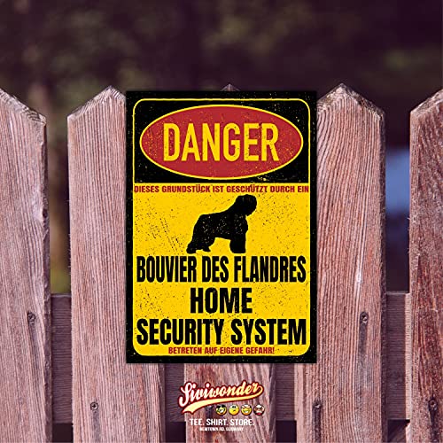 Bouvier des Flandres Dog Schild Danger Security System Türschild Hundeschild Warnschild Sicherheitsschild Hund Privatgrundstück Hundewarnung Warnung vor dem Hund