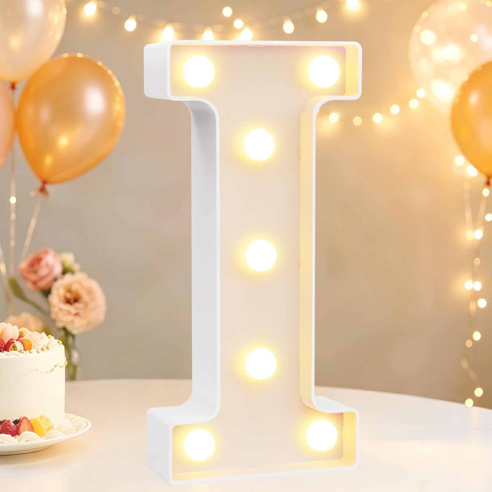LED Light Up Marquee Letters for Birthday Decorations, Letter I Warm White — image 1
