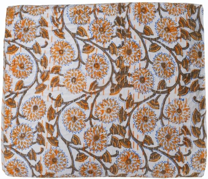 Miniatura 4 de V Vedant Designs Colcha de Kantha Quit Indian Kantha con diseño floral de Kantha, sábana de algodón Kantha, ropa de cama individualqueen, colcha