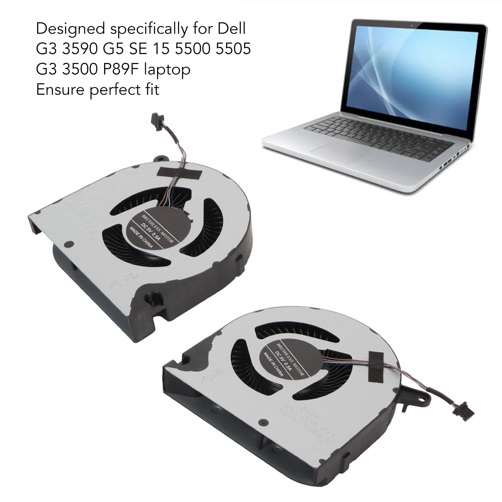 Acouto Ventola di Raffreddamento CPU GPU di Ricambio Ventola di Raffreddamento Interna per Laptop per G3 3590 SE 15 5500 5505 G3 3500 P89F SE GP CPU GPU di di