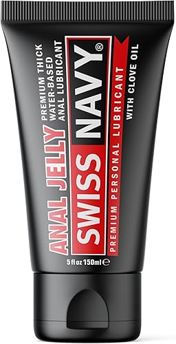Swiss Navy Anal Jelly Premium - Lubricante personal de 5 onzas, fórmula ultragruesa, no grasosa, a base de agua, fragancia natural de clavo,