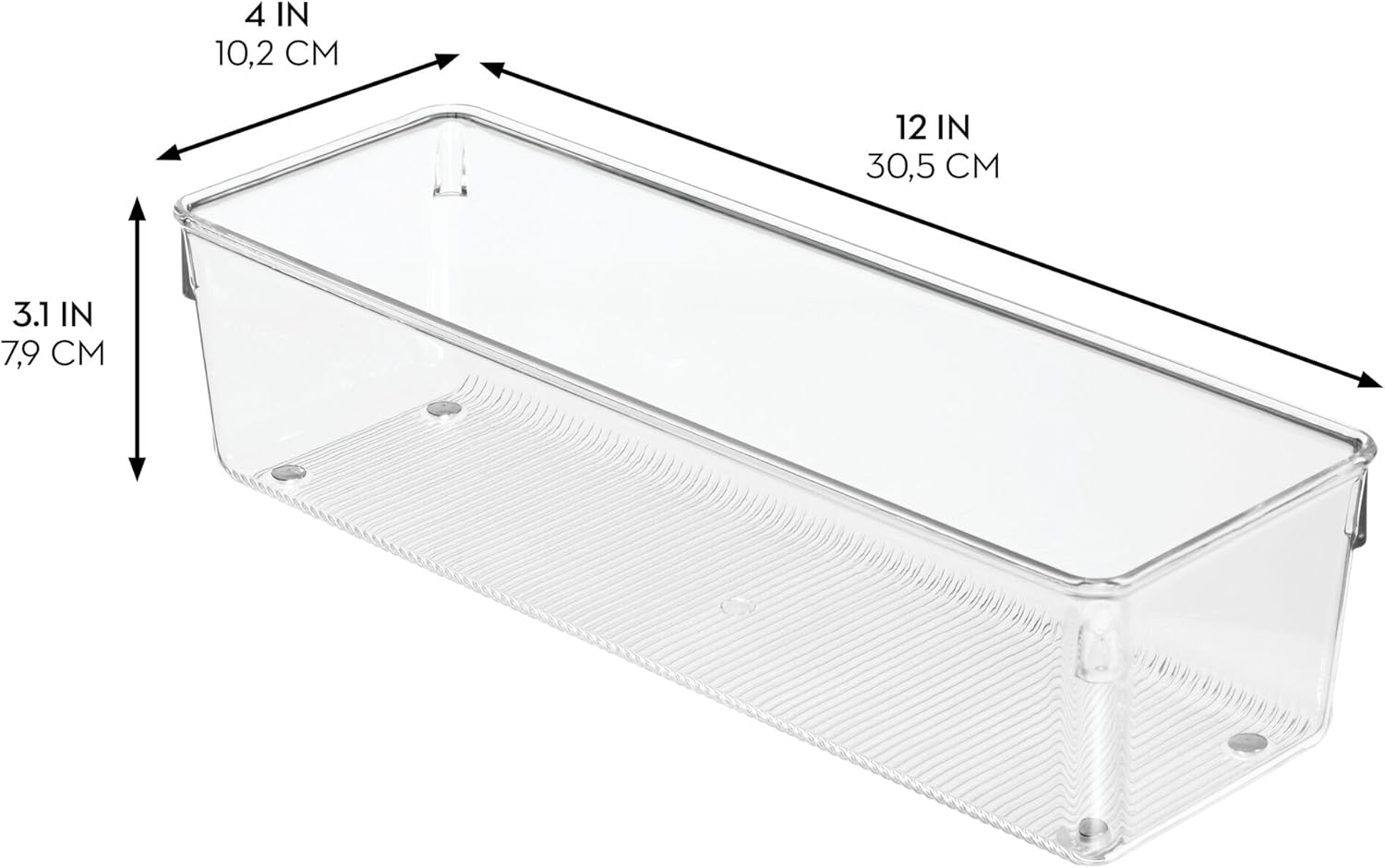 iDesign Plastic Drawer Organizer Bins - Storage for Kitchen, Bathroom, and Desk Drawers - Set of 6 - Clear