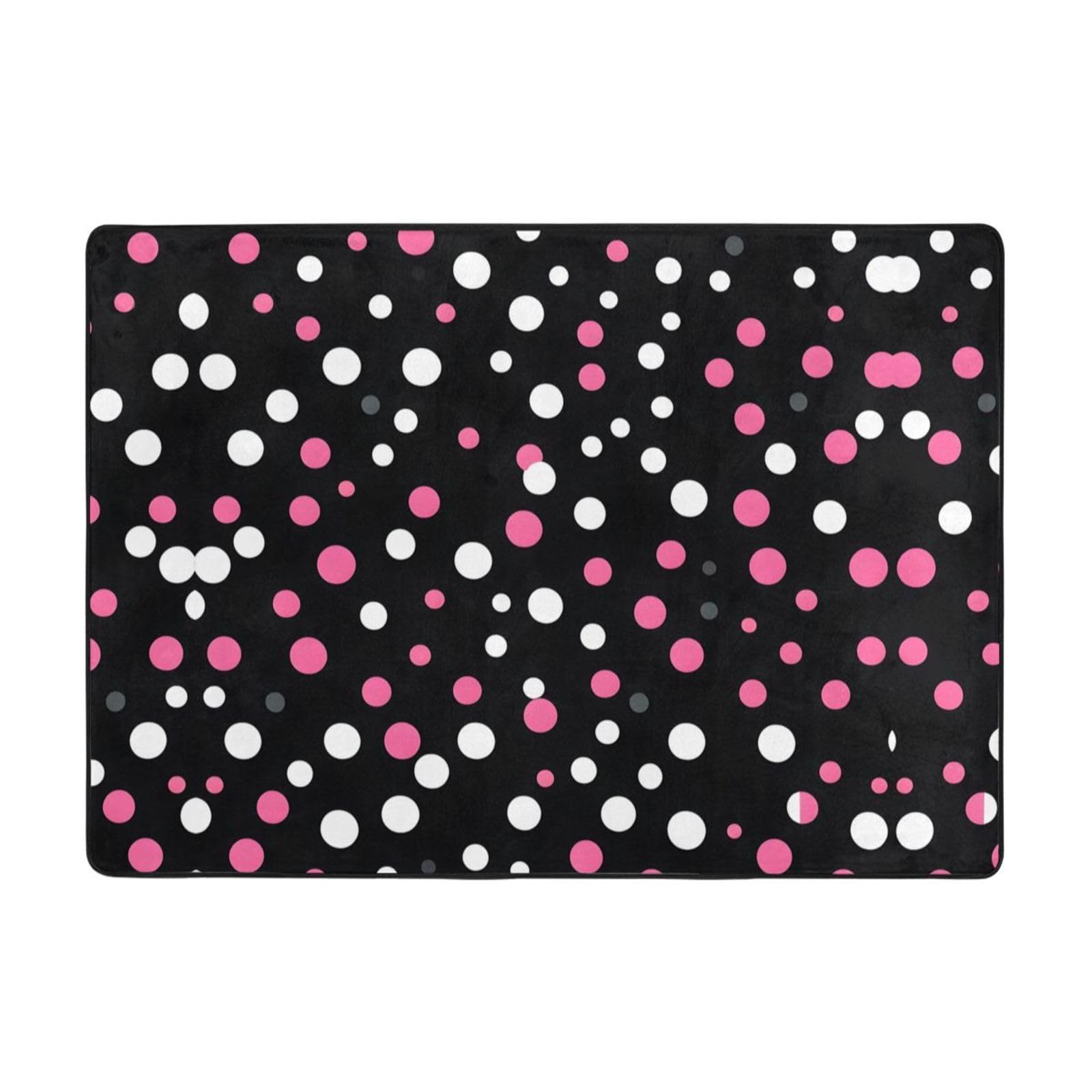 Tapis antidérapant à pois noirs lavable pour éviter les glissades