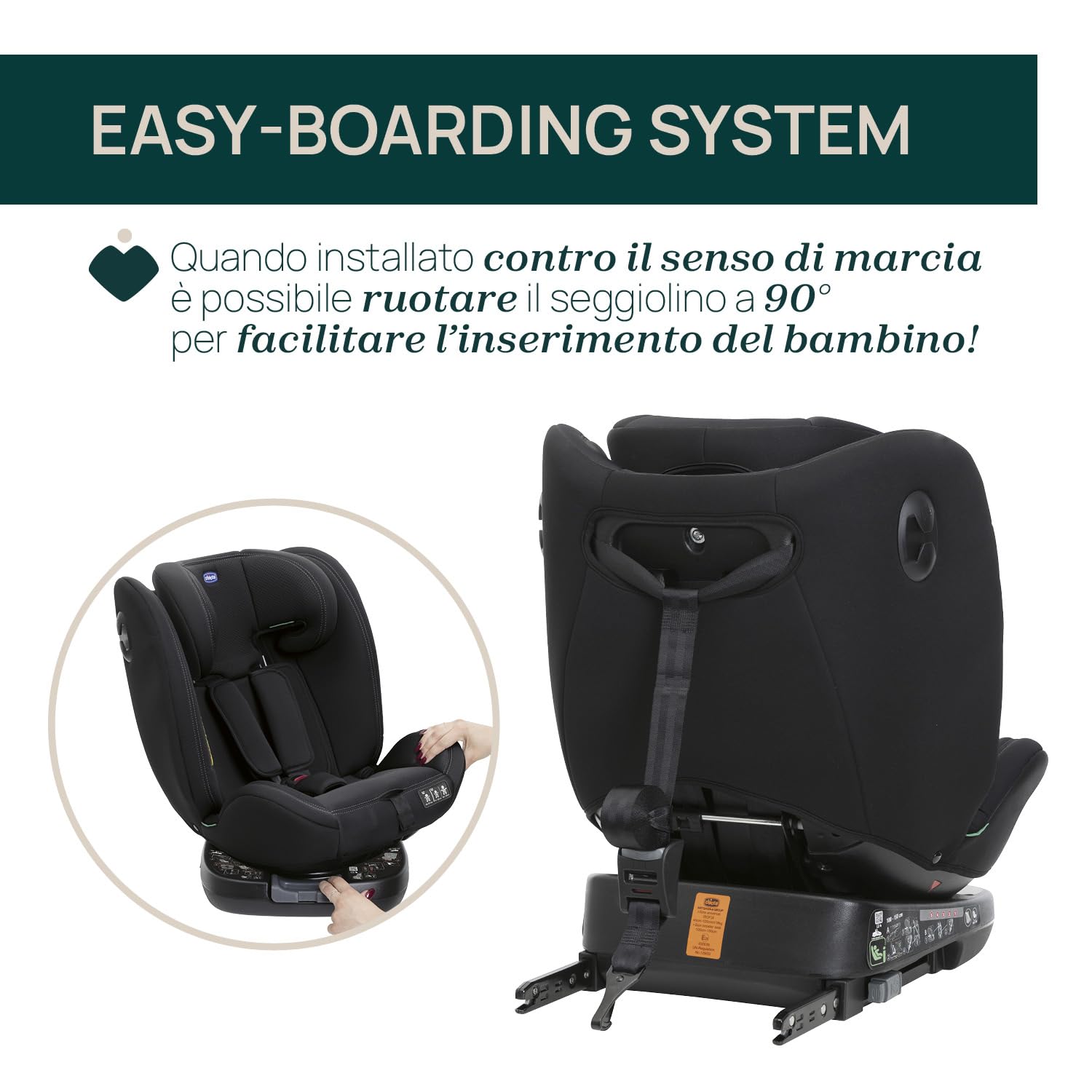 Chicco Unico Evo I-Size, Seggiolino Auto 0-36 Kg, omologato ECE R129/03, Isofix Girevole A 360° E Reclinabile, Gruppo 0+/1/2/3 Da 0 A 12 Anni