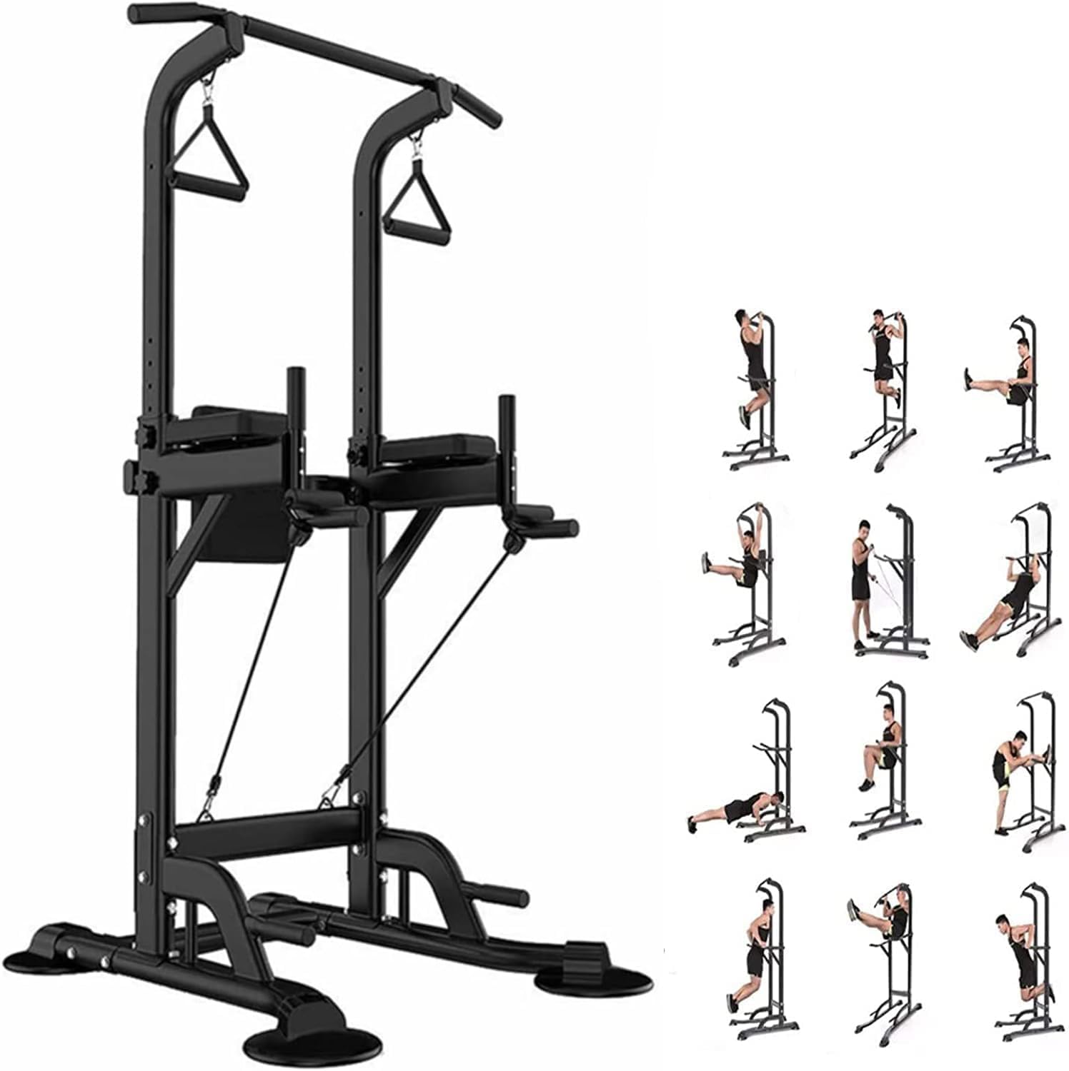 Power Tower Pull Up Bar Stand for Home Adjustable Height Dip Station  Workout Equipment Multi-Function Strength Training Exercise Equipment 330LBS