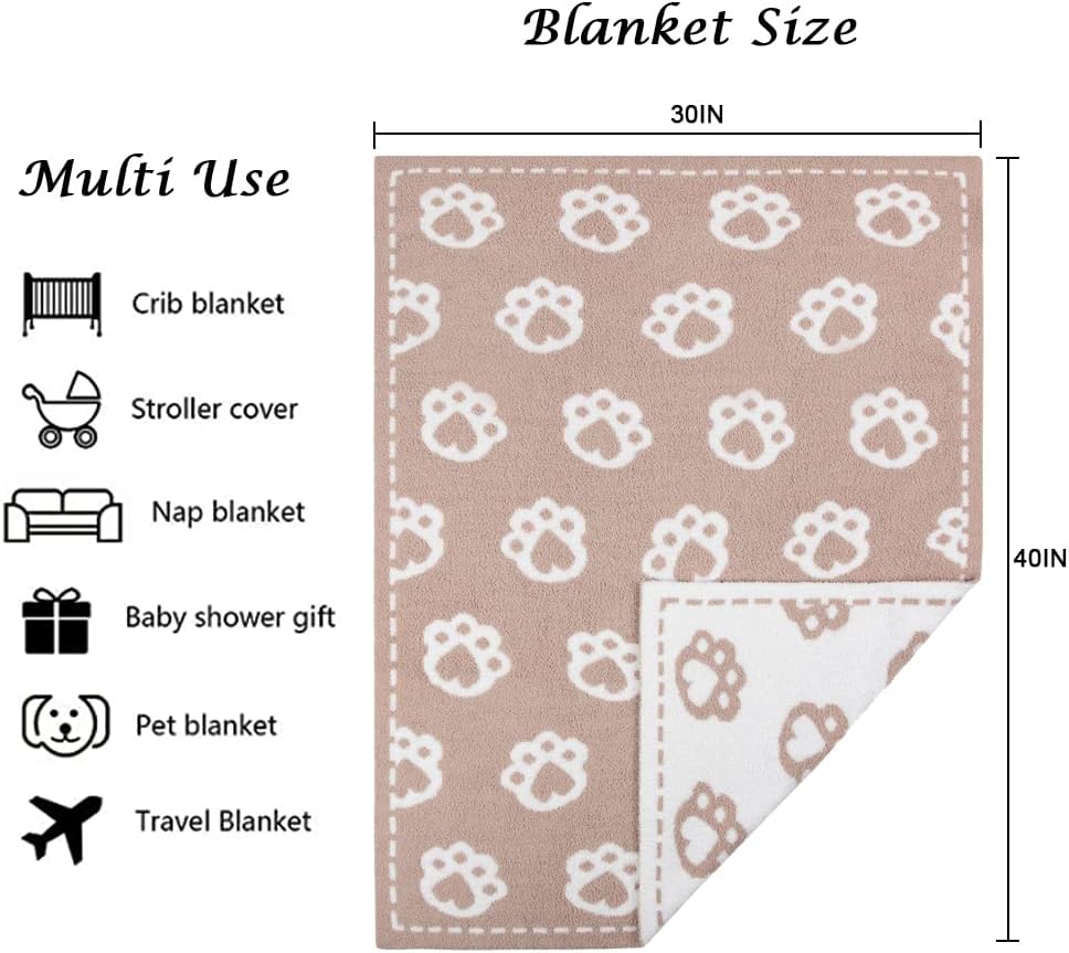 Kid Nation Soft Baby Blankets for Baby Girl Baby Boy Blankets Soft Plush Crib Blanket Kids Stroller Blanket Blue Stripe, 30 x 40 in (Bear Paw & Khaki, 30 x 40 in) : Baby